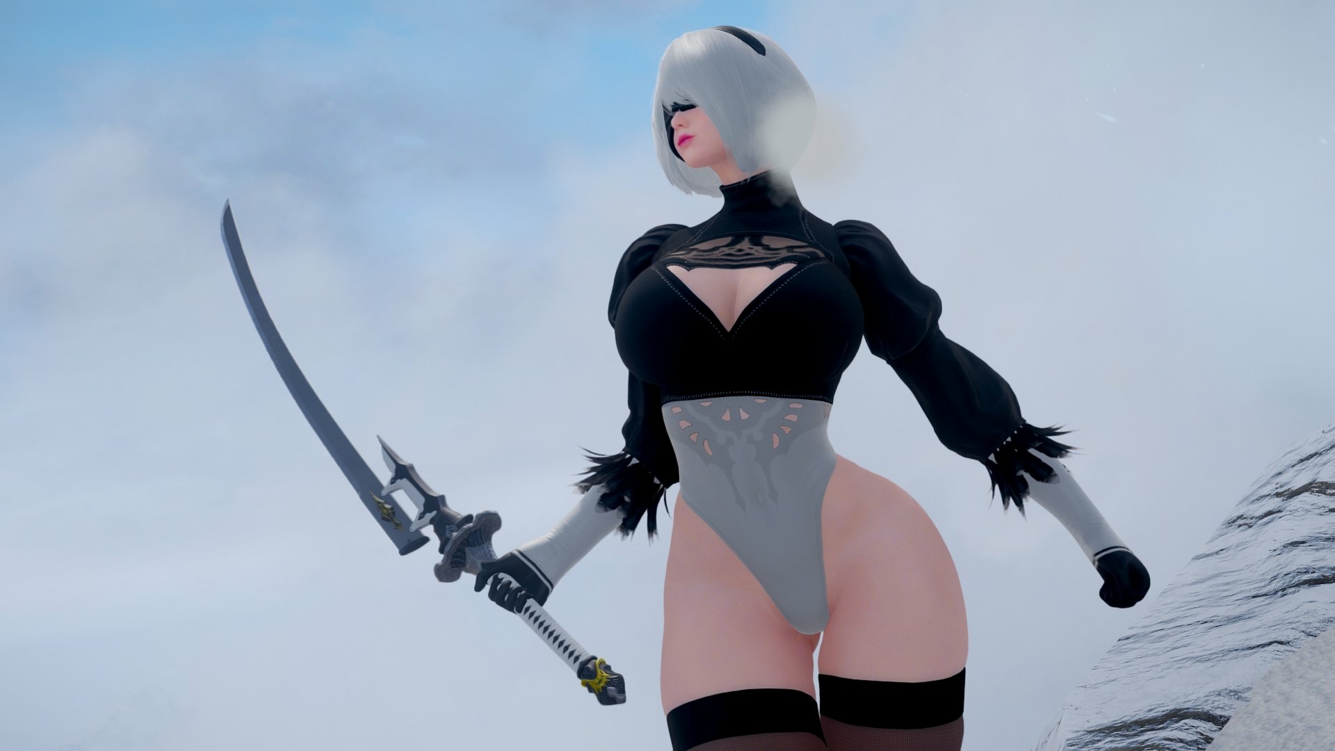 yorha nier automata Yorha2b Yorha A2 Nier Automata Big Tits Tits Boobs Lingerie Bikini Sexy Pussy Shaved Pussy Half Naked 3d Porn 4