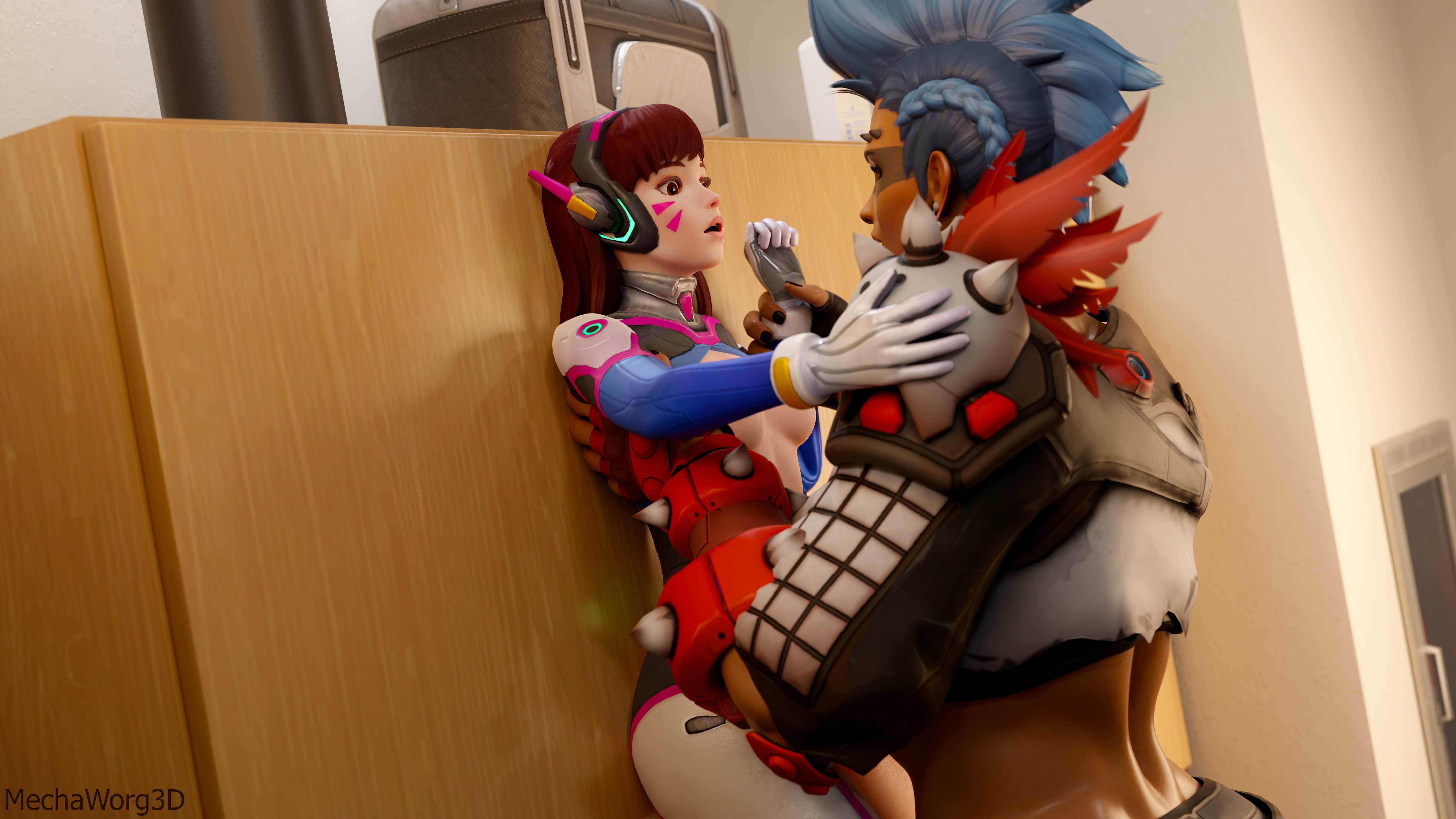 Junker Queens new plaything Overwatch Dva (overwatch) Junkerqueen 3d Porn Muscular Girl 2girls Size Difference