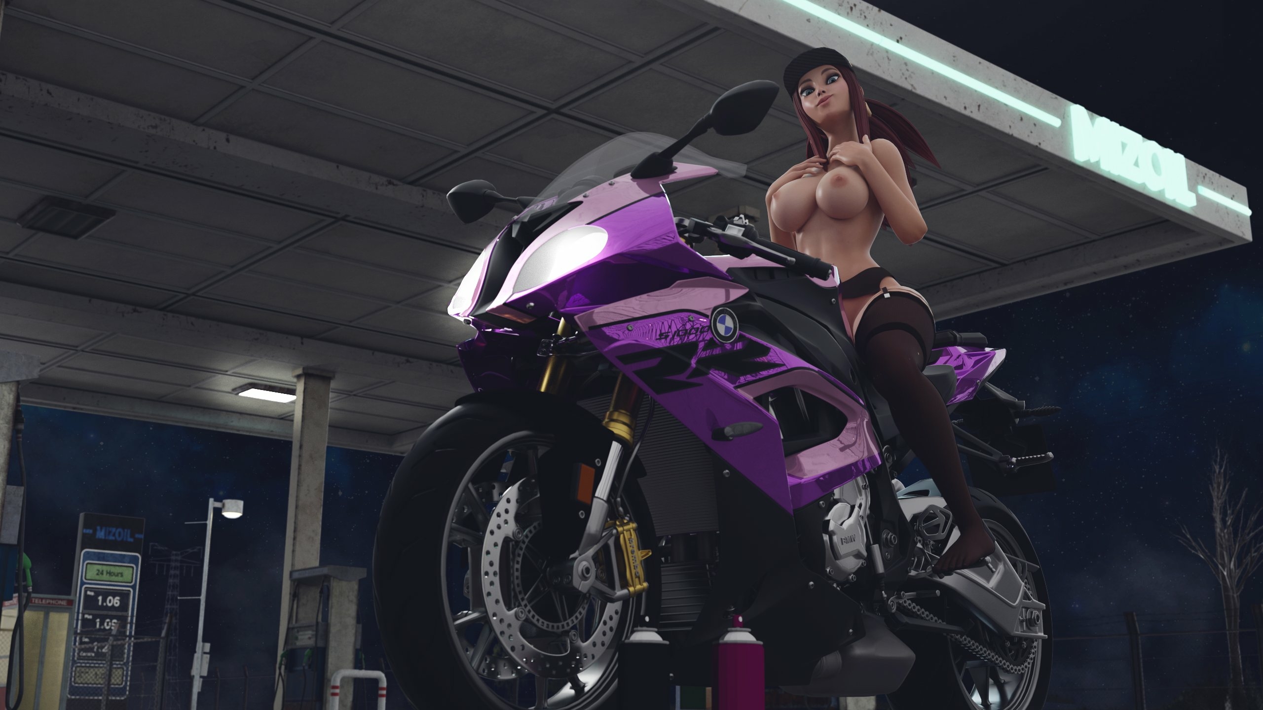 K/DA Akali Sportbike Akali League Of Legends Nsfw Boobs Big Tits Pink Nipples Nipples Sexy Naked Half Naked 3d Porn