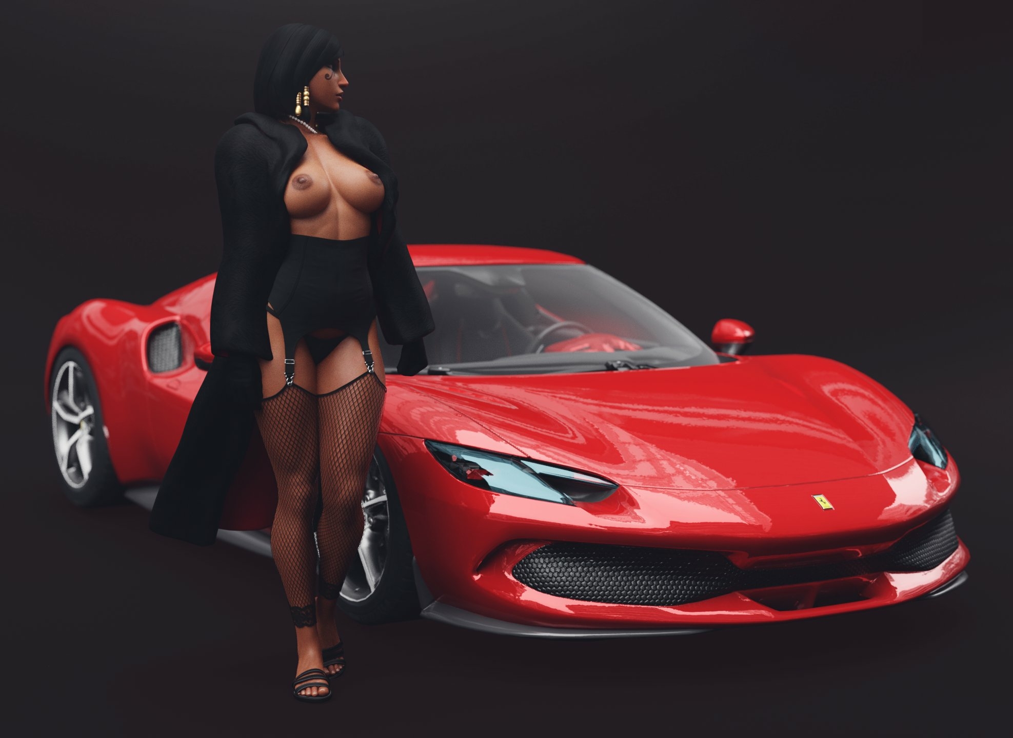 Ferrarah is born! Pharah Overwatch Nsfw Boobs Big boobs Nipples Half Naked Sexy 3d Porn