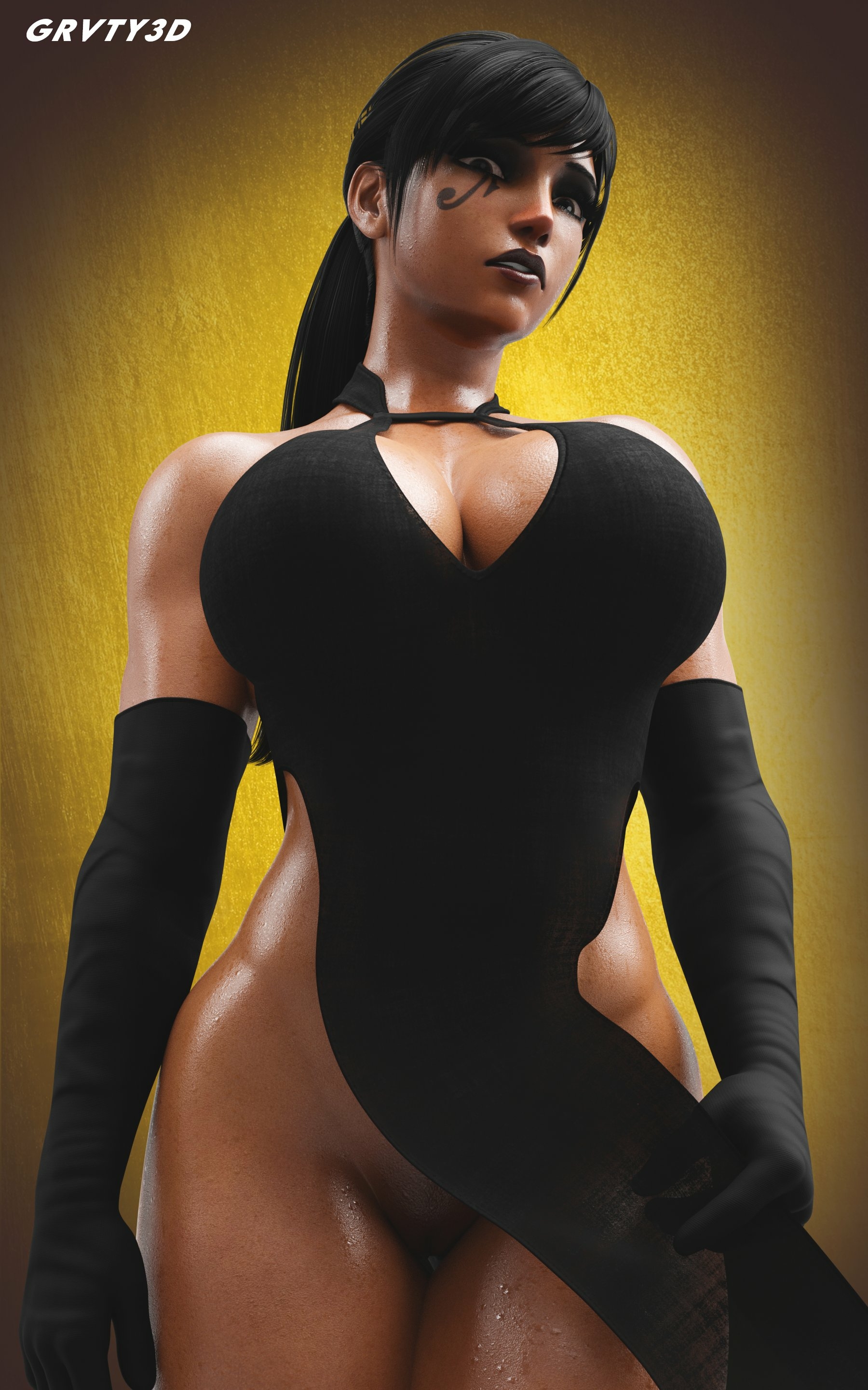 Pharah black dress Pharah Overwatch Nsfw Boobs Pussy Shaved Pussy Half Naked Sexy 3d Porn