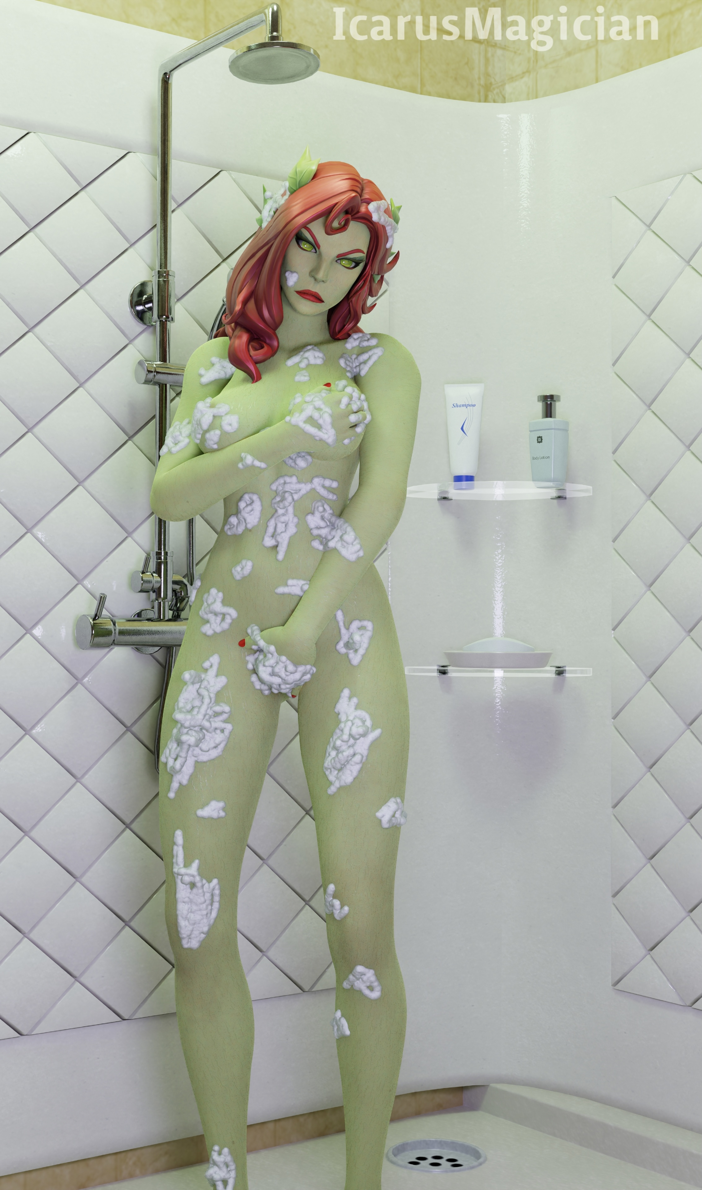 Ivy in the shower! Poison Ivy Fortnite Dc Comics Dc Shower Soapy Wet Blender3d Blendernsfw