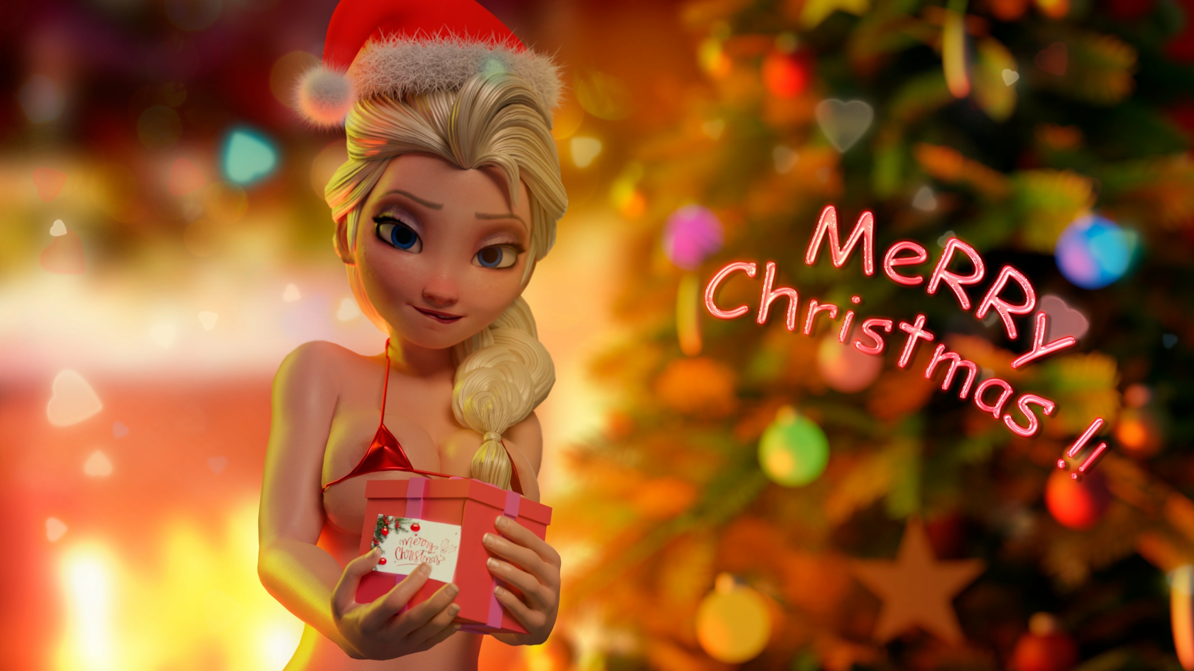 Merry Christmas! Elsa Frozen Sfw Boobs Big boobs Sexy 3d Porn