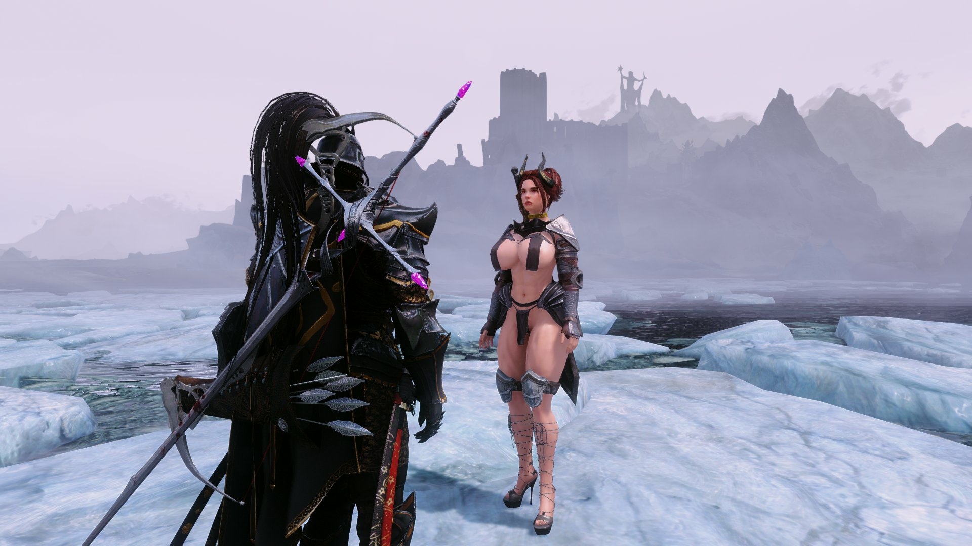 Beautiful and sexy  Valkyrie - Skyrim Sexy Modding Skyrim Warrior Monstergirl Horns Sexy Armor Viking Valkyrie Amazon Fantasy Gameplay Muscles Muscular Girl Beauty Female Sword 3
