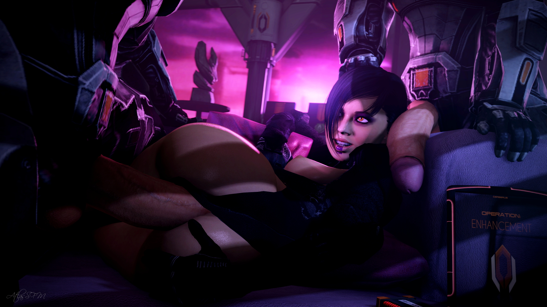 Excuse the low textured Cerberus suits. Kasumi Mass Effect Nsfw Thick Thighs Thighs Big Cock Huge Cock Anal Anal Penetration Anal Sex Deep Inside 3d Porn