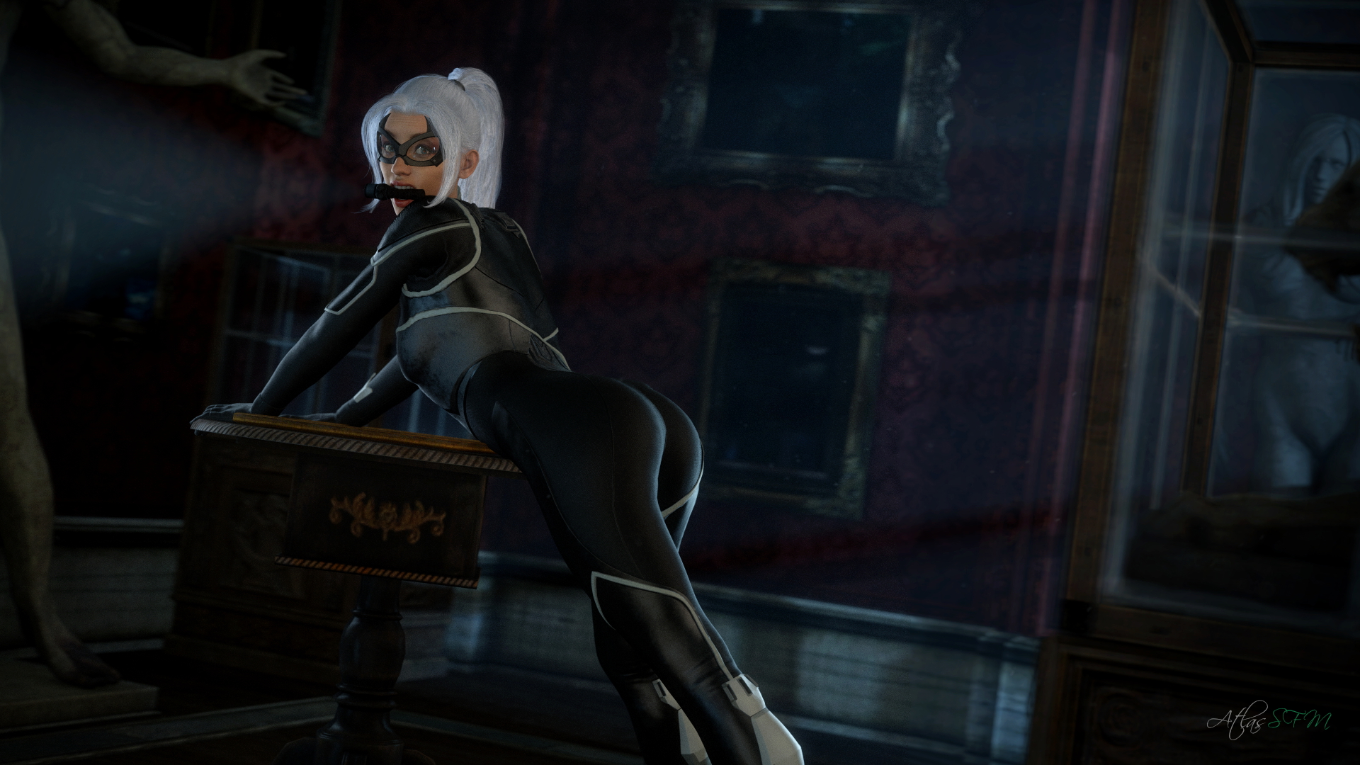 Choose your fighter - late night study lessons with the museum curator or catching a burglar Blackcat Marvel Sfw Big Ass Ass Back View Sexy 3d Porn 2