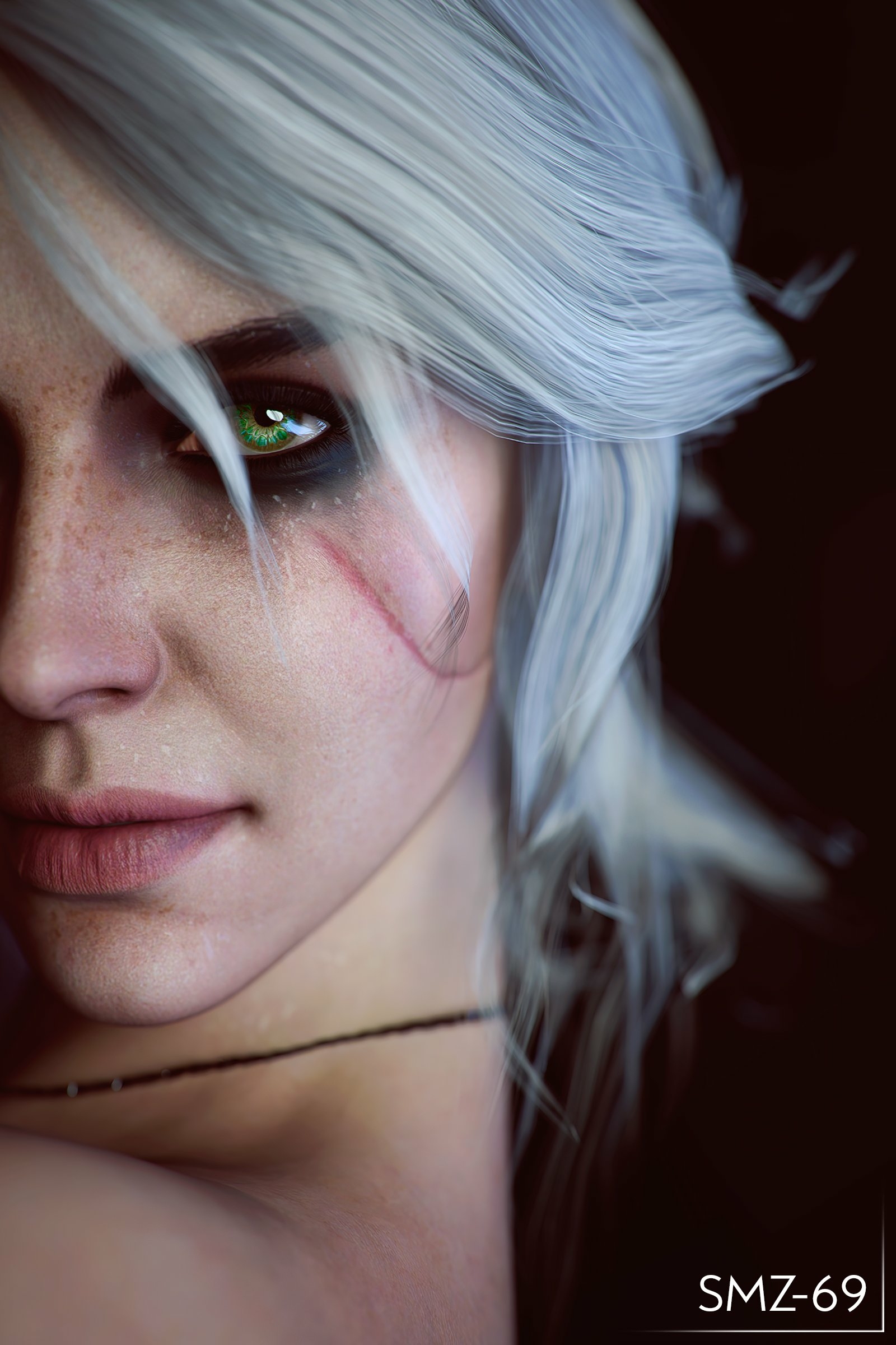Ciri closeup Ciri (The Witcher) The Witcher Sexy Horny Face Boobs Big boobs 3d Porn