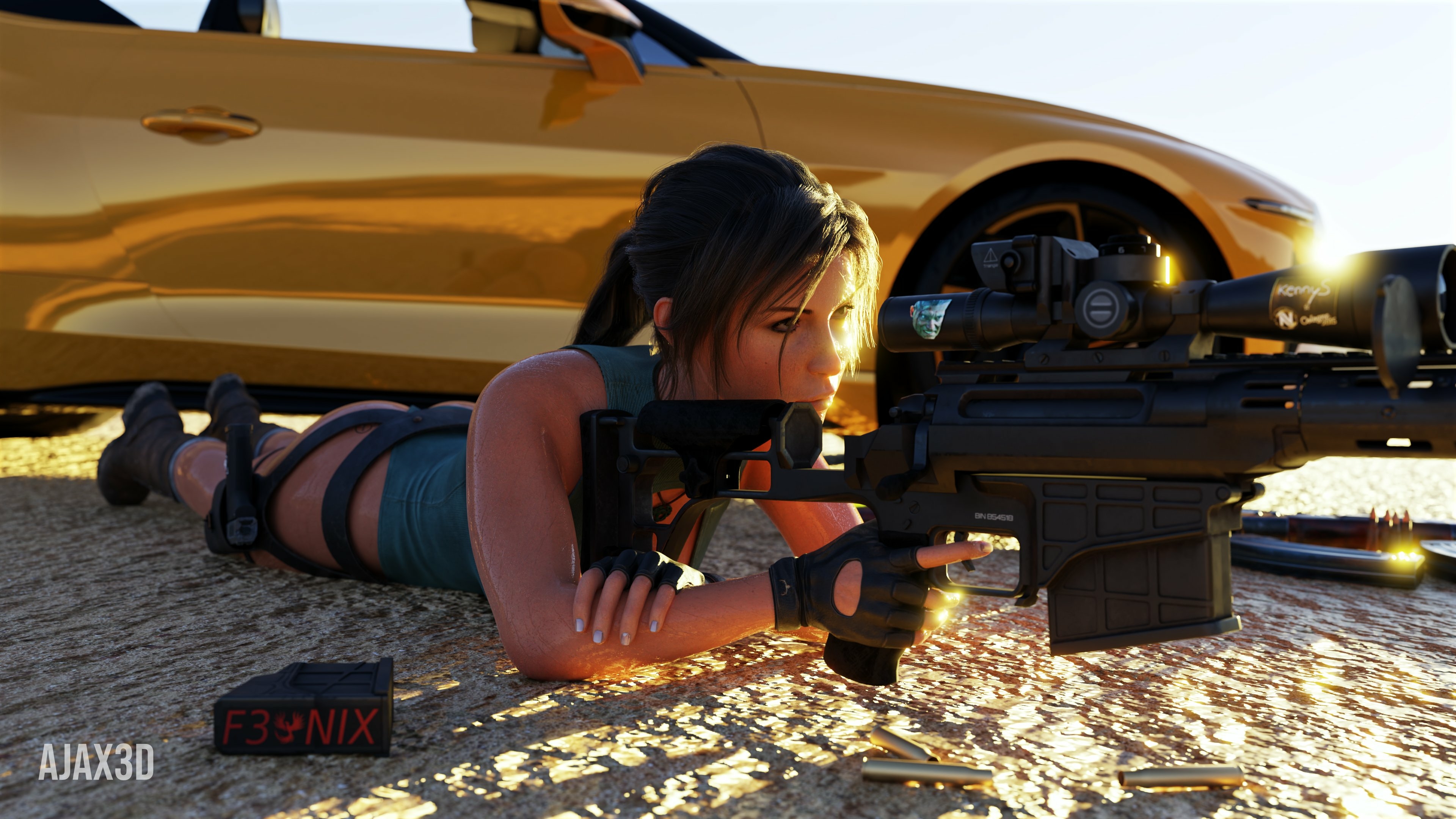 Lara preparing for a day at the range Lara Croft Tomb Raider Back View Sexy Horny Face Horny Big Ass Boobs Naked Sfw 3d Porn