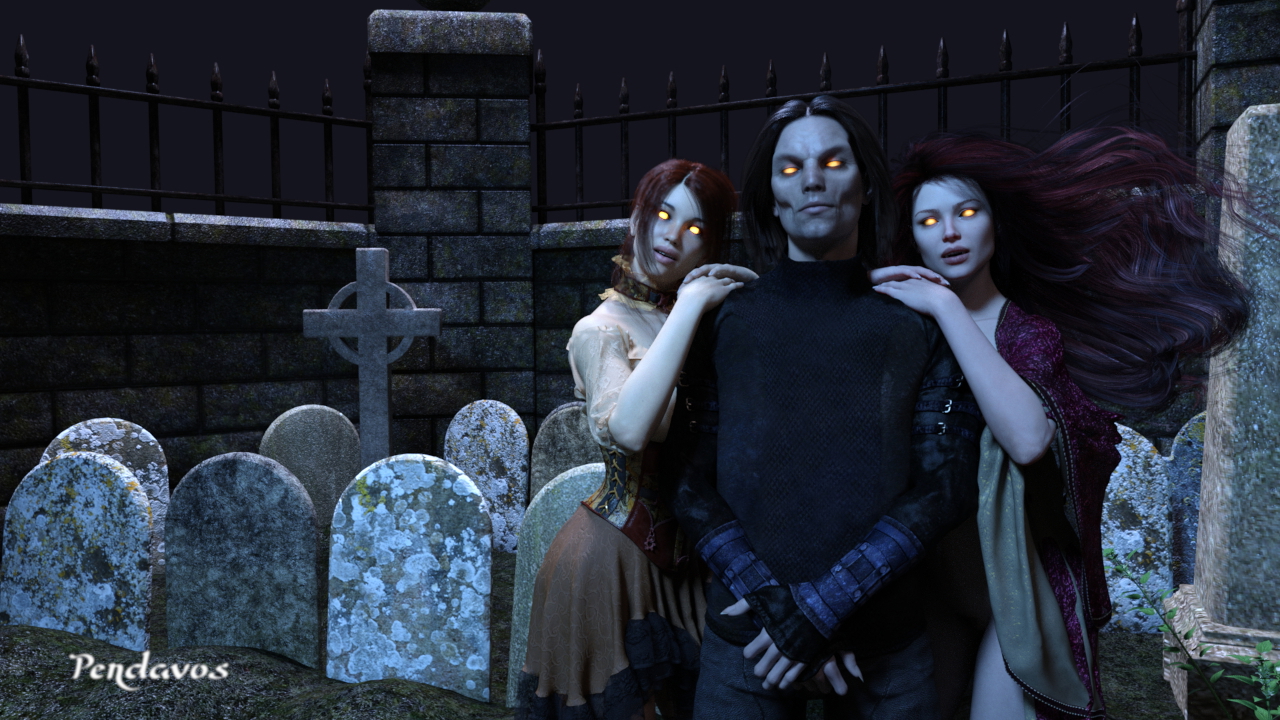 The Time of the Year the Vampires Come Out to Play  Patreon Subscribestar.adult Digital Art Sexy Woman Dark Fantasy Red Hair Red head Free Comic Yellow Eyes Vampire Vampire Girl Vampiress Cemetery Halloween