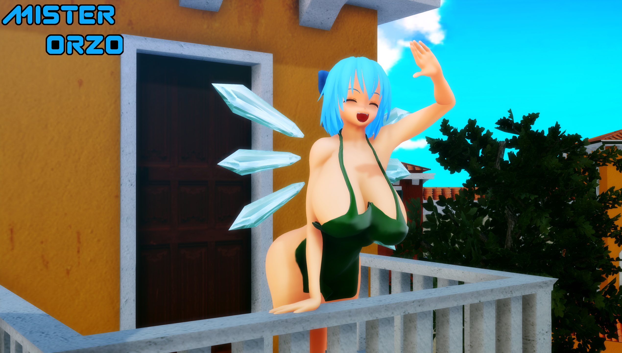 Cirno  Eula  and Tomoko Cirno Kuroki Tomoko Eula Genshin Impact Astolfo Dark Magician Girl Mmd Ass Big Ass Nude Apron Double Penetration Partially_clothed Partially_nude Creampie 7
