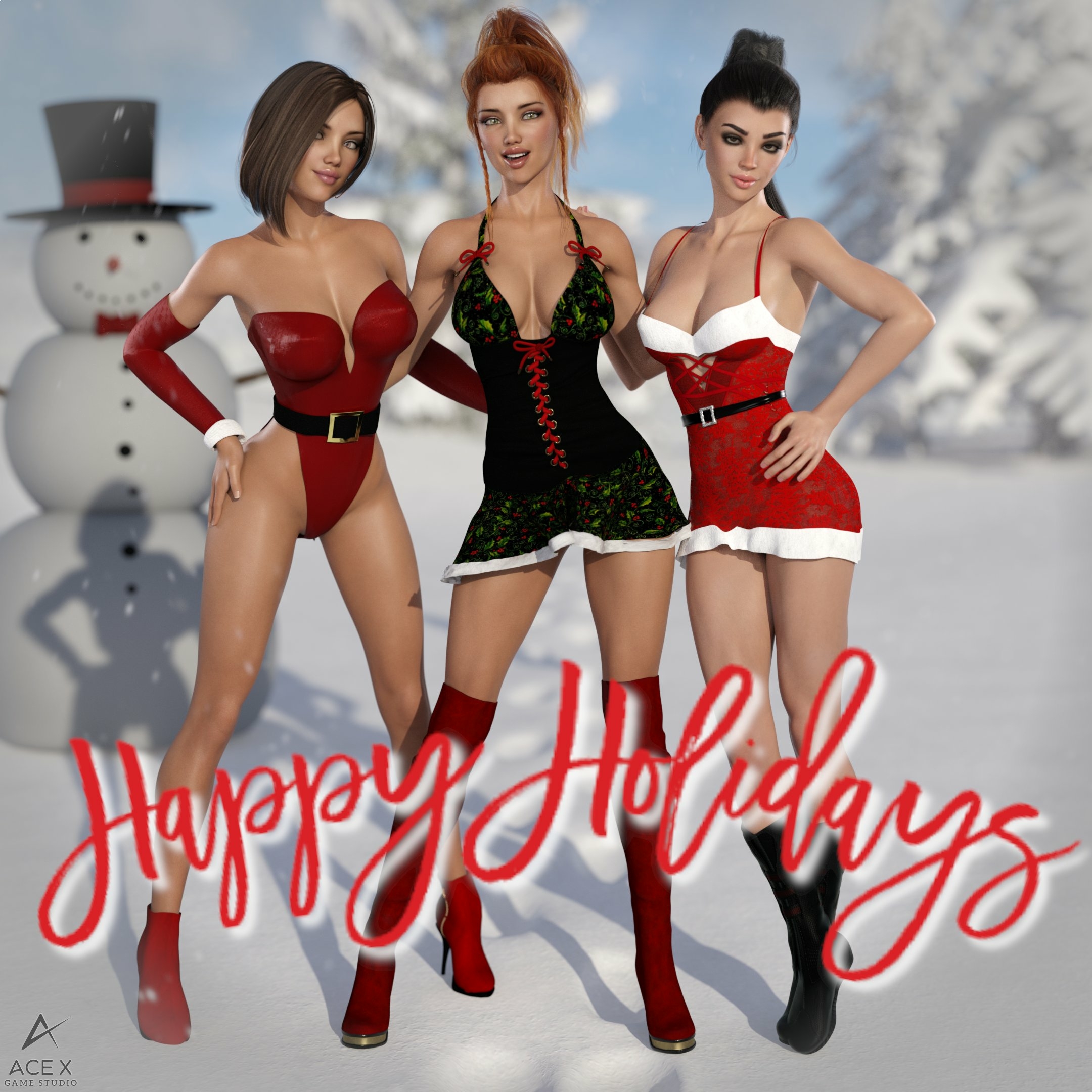 Three sexy ladies Acexgamestudio Sfw Lingerie Sexy Lingerie Bikini Sexy Horny Face Horny Boobs Big boobs 3d Porn