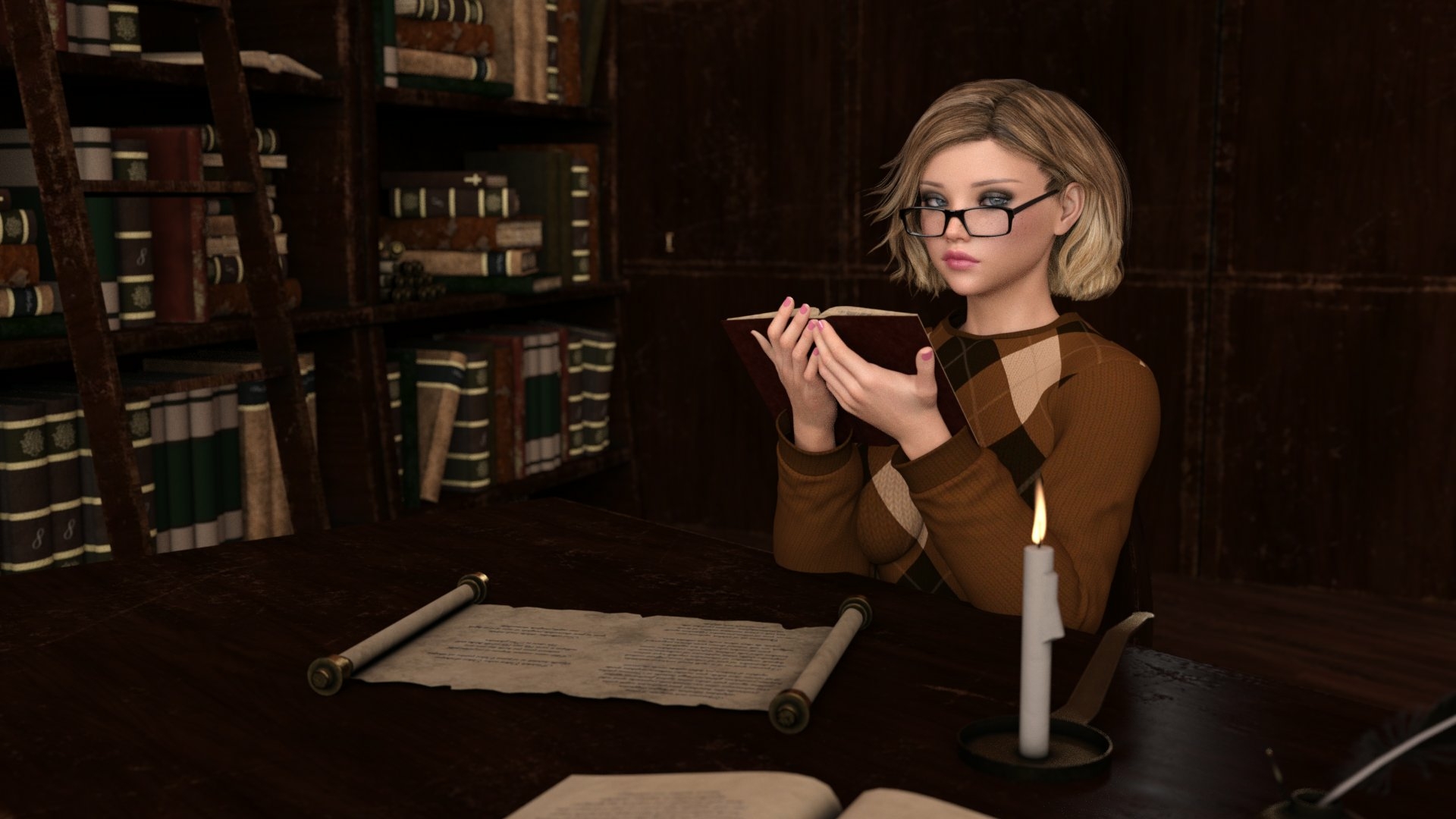 Working on Emma - In the Library Now! Better study up on your English Lit before you play this game! Acexgamestudio Sfw Lingerie Sexy Horny Face Horny Boobs Big boobs 3d Porn