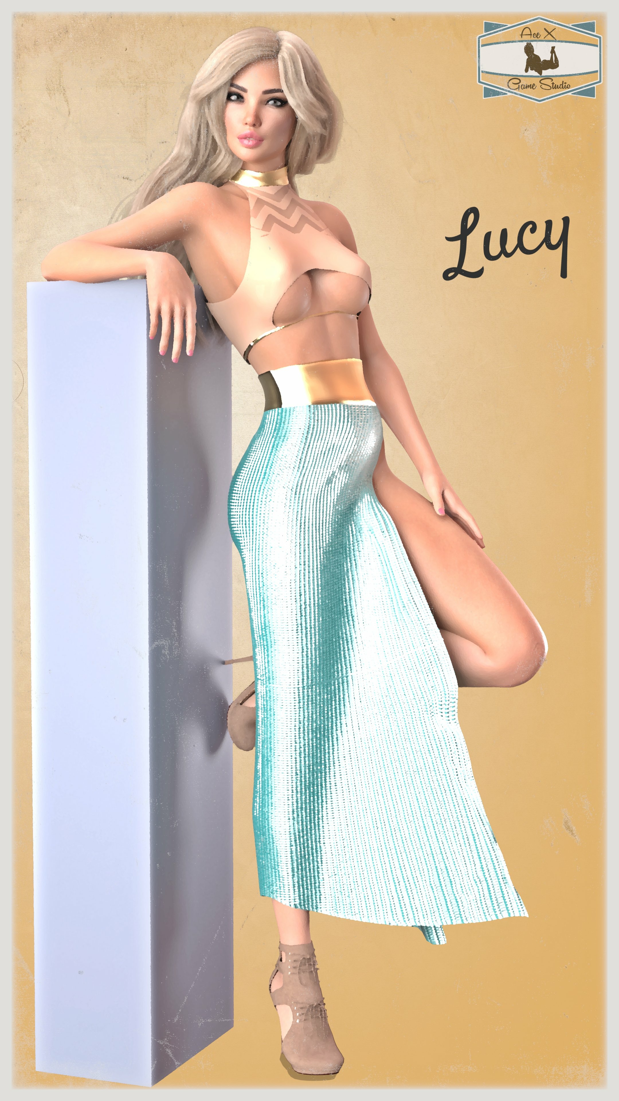 Lucy - from my Classic Pin-up Series Acexgamestudio Sfw Nsfw Pussy Shaved Pussy Nipples Big Tits Horny Big boobs 3d Porn