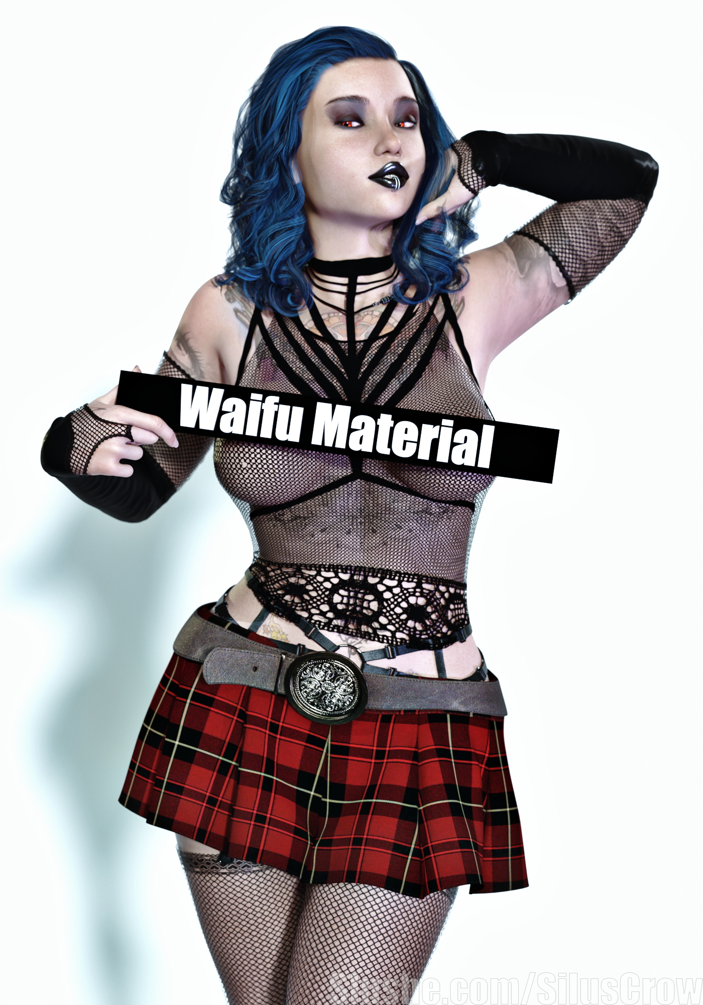 Waifu Material Original Glasses Goth Topless Pinup Solo 14