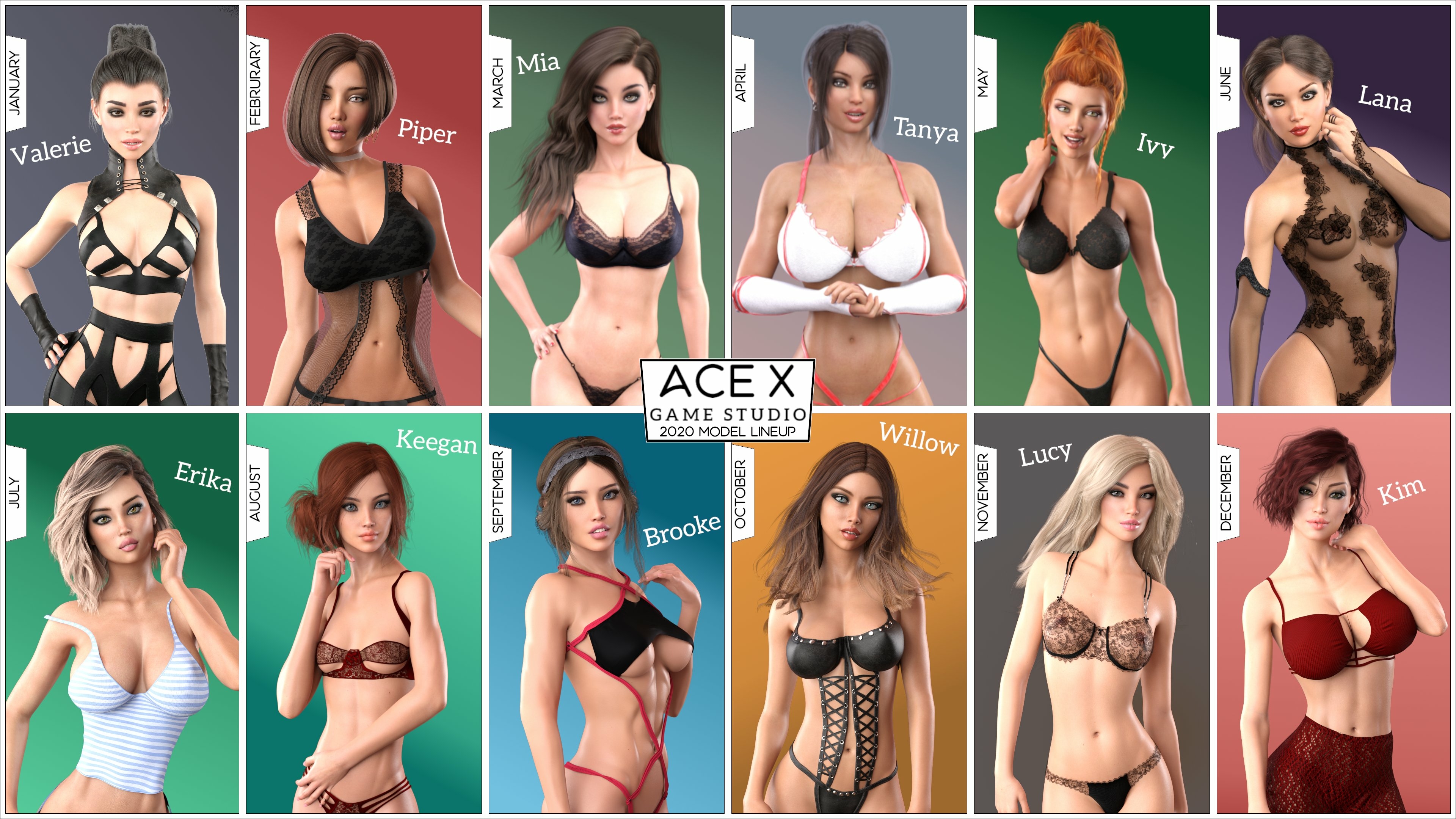 Who s your favorite from my 2020 Girls? Acexgamestudio Sfw Lingerie Boobs Big boobs Nipples Big Tits Horny 3d Porn