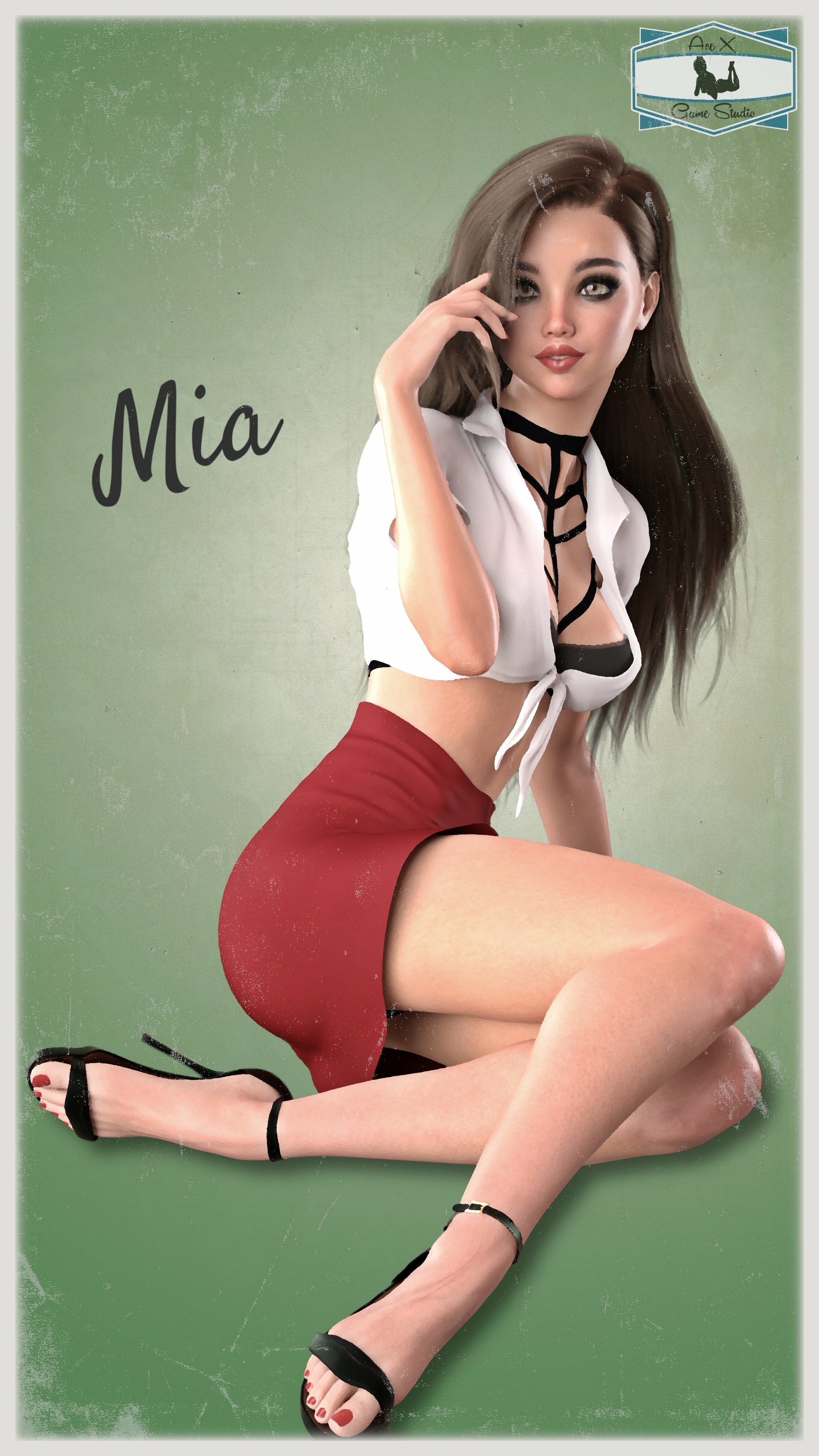 Mia from my Classic Pin-Up Series! Acexgamestudio Sfw Naked Boobs Big boobs Horny 3d Porn Nsfw