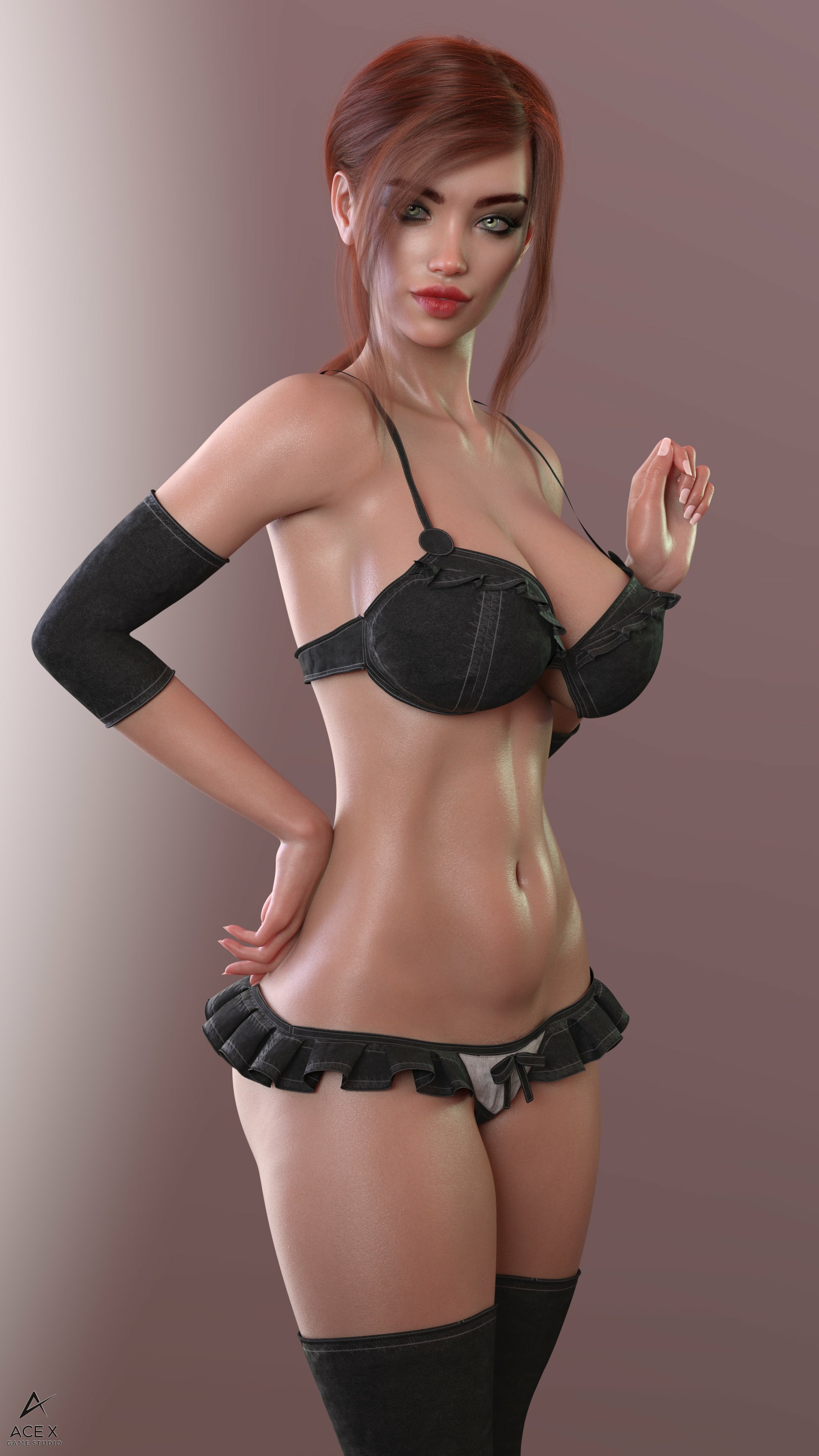 This is Mara... Acexgamestudio Lingerie Bikini Sfw Sexy Natural Boobs Boobs Big boobs Horny 3d Porn