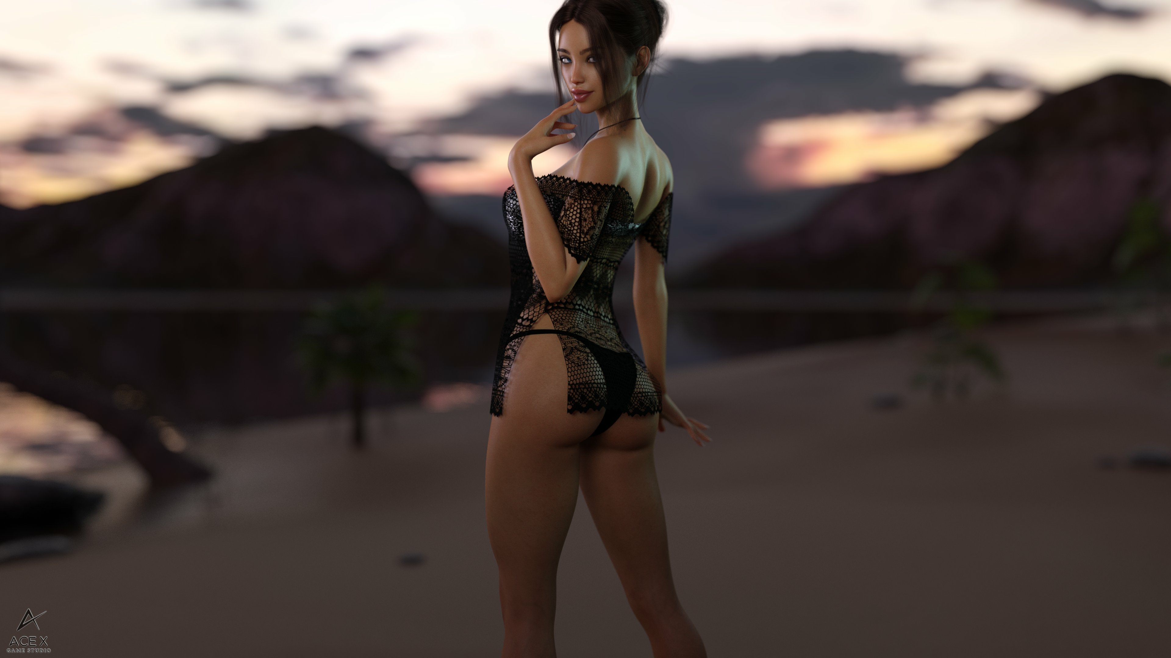 This is Caterina! Acexgamestudio Lingerie Bikini Sfw Sexy Natural Boobs Boobs Big boobs Horny 3d Porn