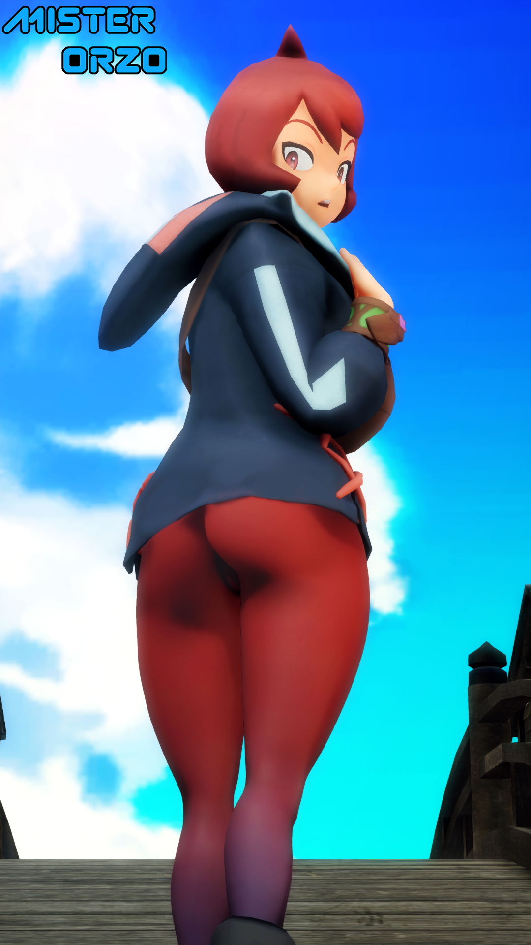 Arezu Pokemon Arezu (pokemon) Red Hair Mmd Partially_clothed Partially_nude