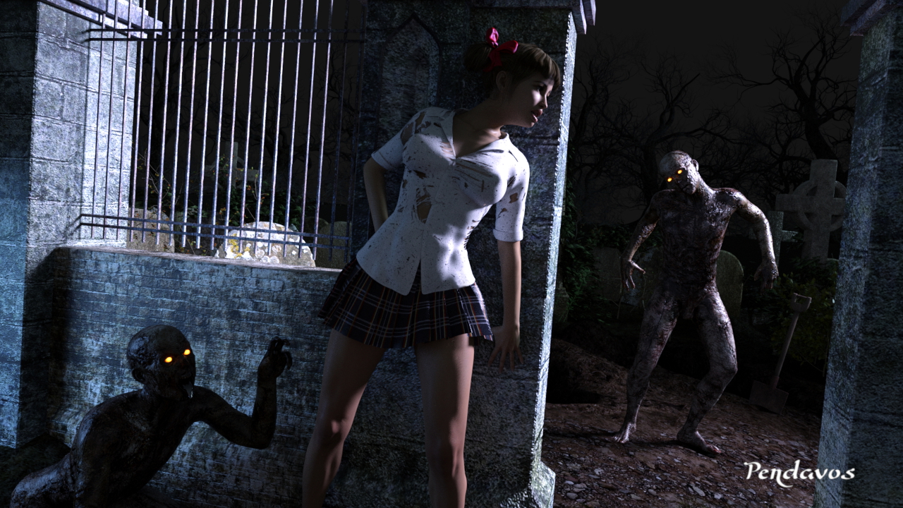 Teya Halloween 2022  Patreon Subscribestar.adult Digital Art Sexy Woman Dark Fantasy Red Hair Red head Free Comic Yellow Eyes Cemetery Halloween Zombie