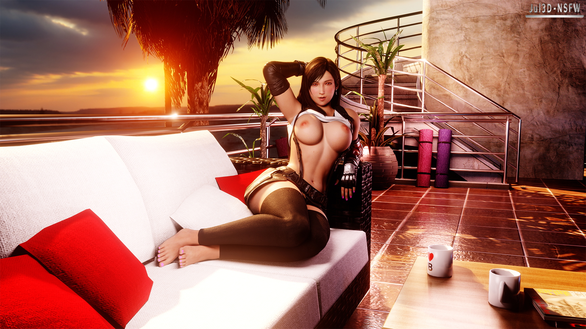 Tifa sunset Tifa Lockhart Final Fantasy Nude Boobs Pussy Naked Nsfw Hot Lingerie Breast Nipples 3