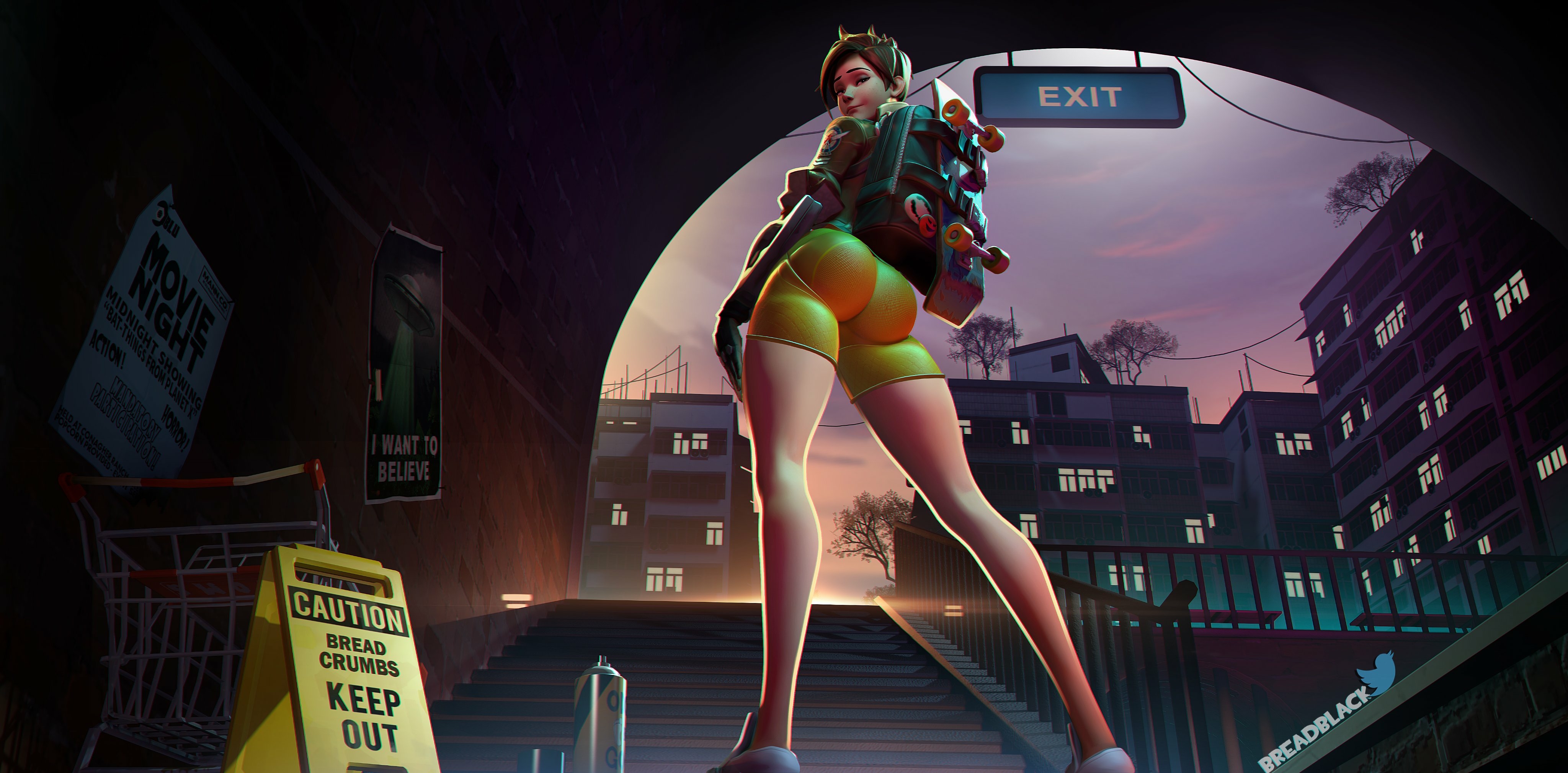 Bet you ll screw up  huh? Overwatch Tracer Back View Cute Sexy Hot Horny Face Boobs Big boobs 3d Porn