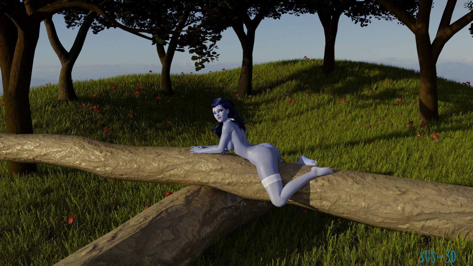 Widowmaker in the woods multipe outfits Widowmaker Overwatch Sexy Naked Solo Clothing Outfit Videogame Game 5