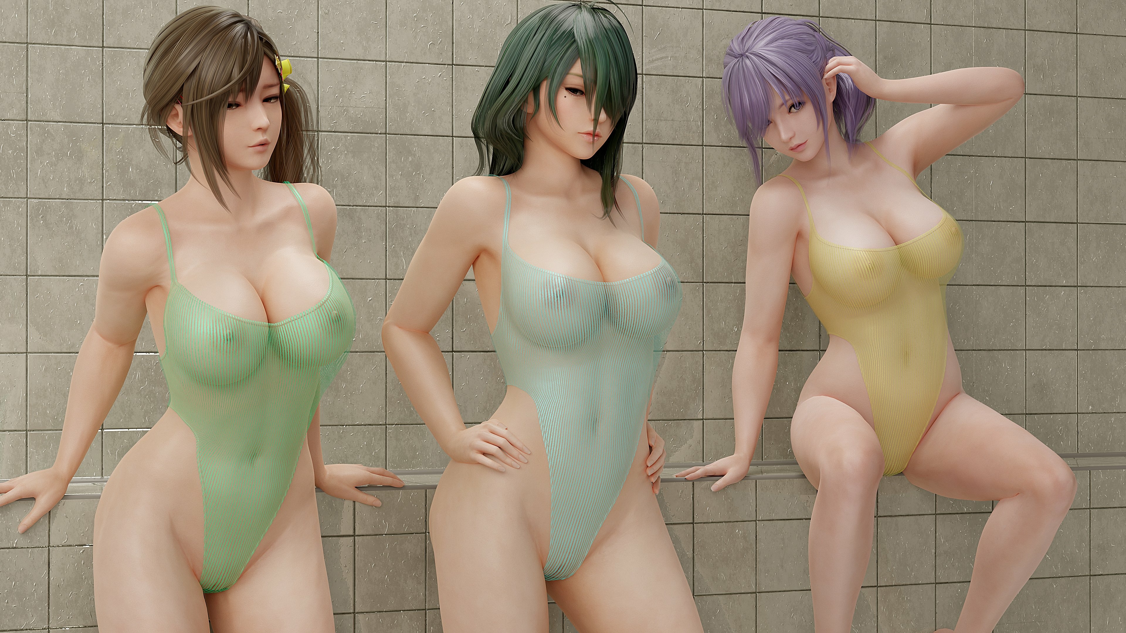 Tamaki and friends Tamaki Fiona Misaki Dead Or Alive Ass Nipples Naked Boobs Topless Big boobs Sexy Horny Face 3d Porn