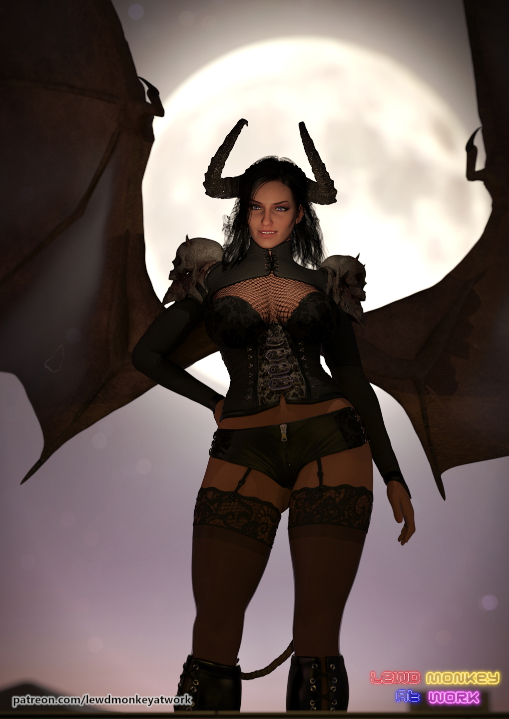 Succubus Yennefer on the prowl! Yennefer Vengerberg Pinup Sexy Nude Big Tits Big Ass Sex Pussy Render 2