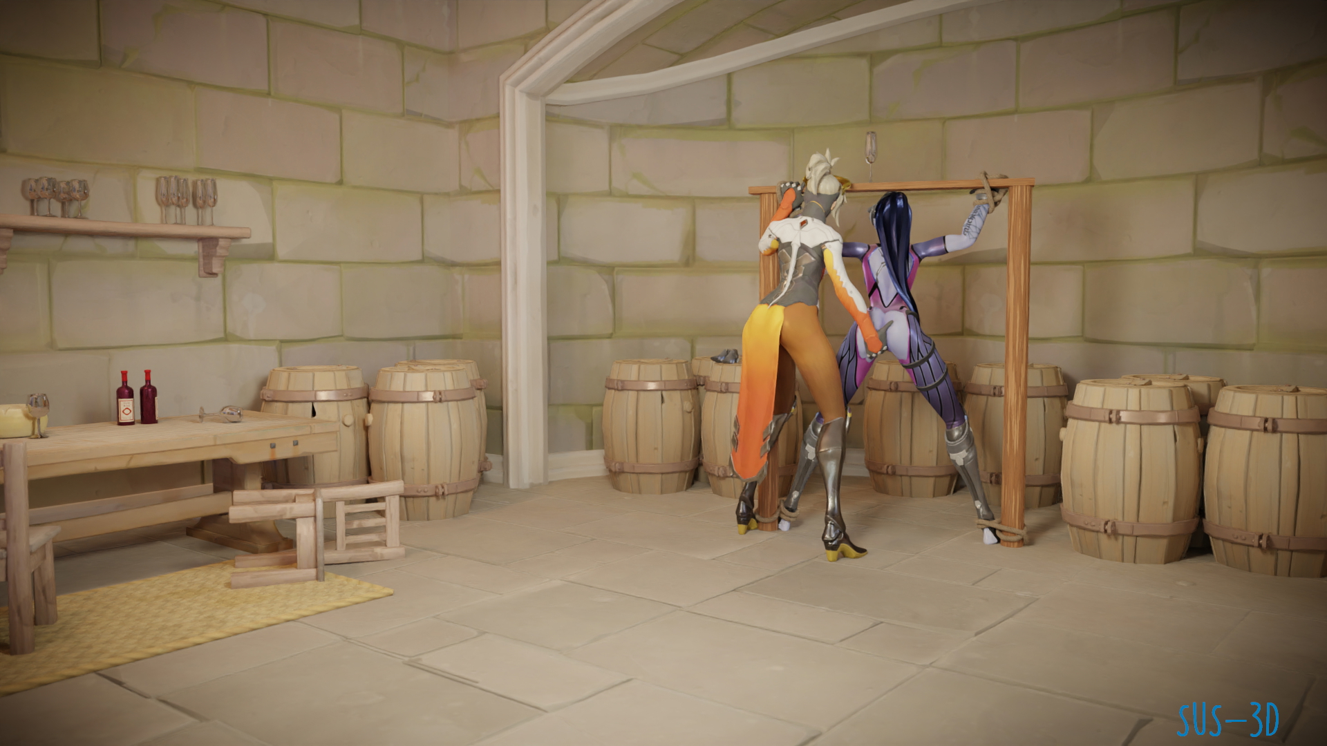Mercy and Widowmaker bondage fingering and masturbating Overwatch Overwatch Mercy Widowmaker Bondage Fingering Pussy From Behind 3d Porn 3