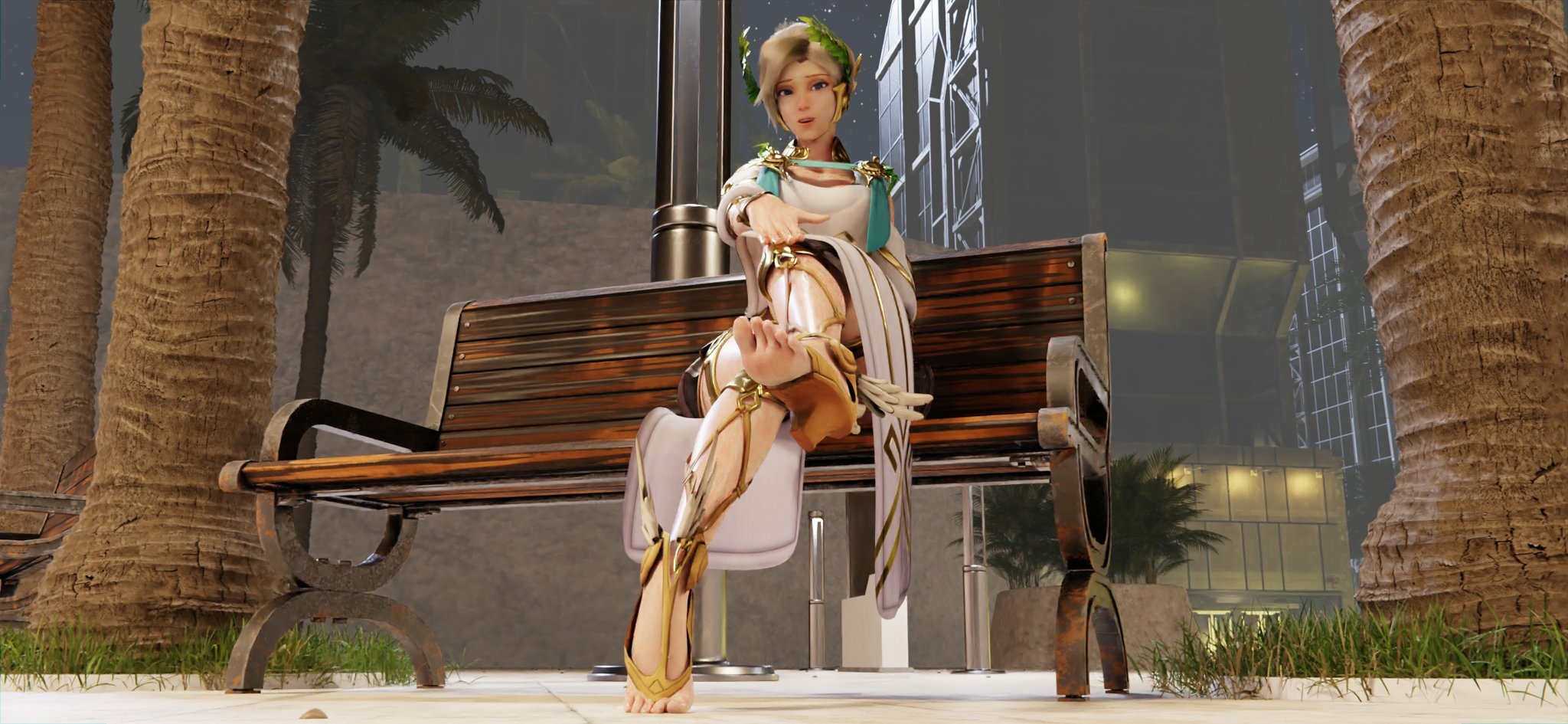 I m back^^ Mercy Overwatch Back View Ass Boobs Sexy Horny Face Lingerie 3d Porn 4
