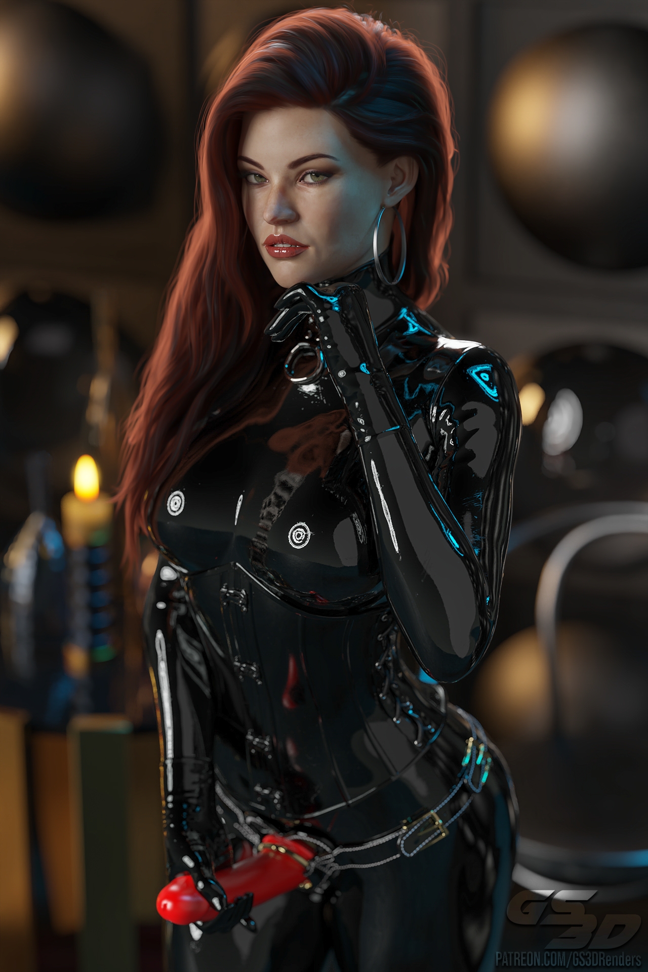Latex Photoshoot 3 [HD]  Latex Rubber Latex Suit Latex Gloves Strapon Red Hair Femdom Dominatrix Domme Catsuit Bodysuit