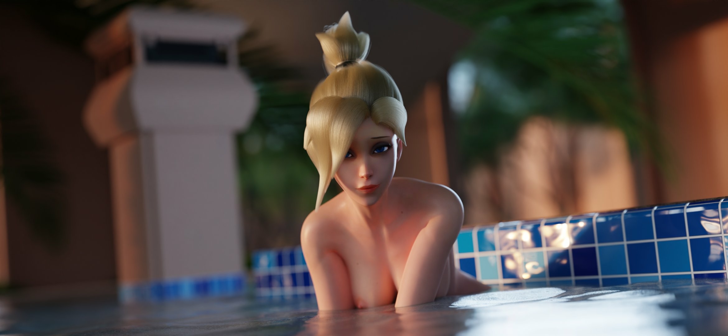 Haiii :D I finally finished the pool photo shooting ^^ Mercy Overwatch Nipples Pink Nipples Nsfw Boobs Naked Horny Face Sexy Horny Perfect Body 3d Porn 4