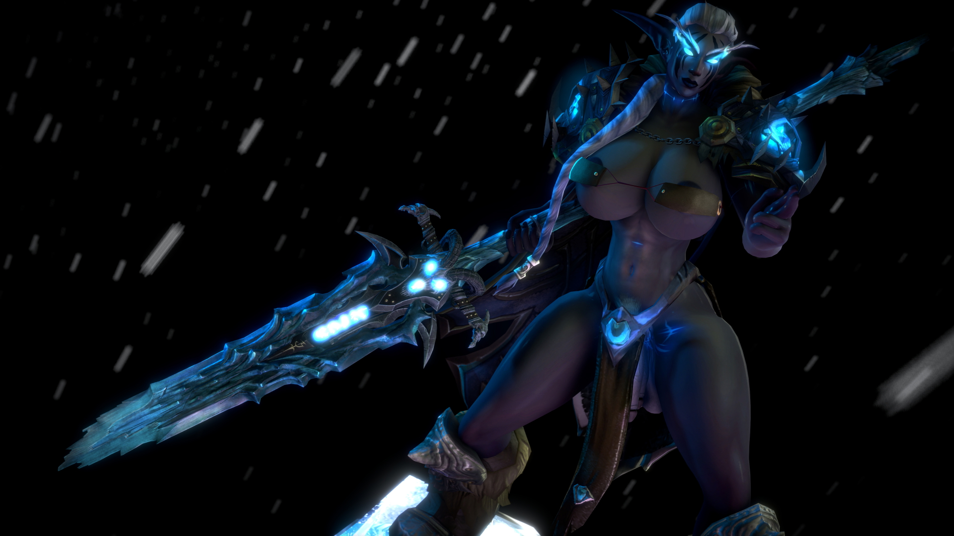 Sallai Twinspear  Don t call her Sally Twodicks. She would not appreciate it. Eredar Death Knight World Of Warcraft Futanari Futa Futa On Female Double Penis Boobs Ass Big Tits Sexy Horny Face Horny 3d Porn