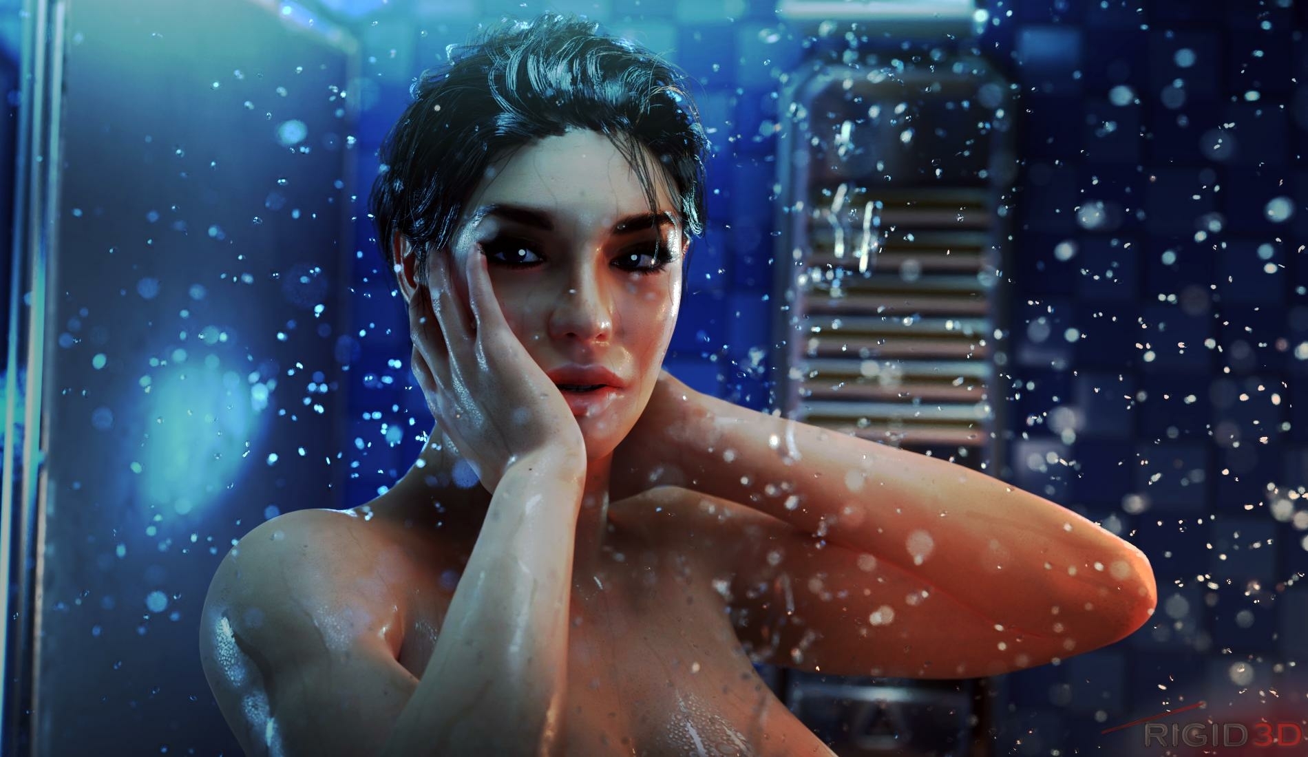 Ashley in the shower. Ashley Williams Mass Effect Ass Big Ass Naked Big Tits Tits Sexy Horny Face 3d Porn 2