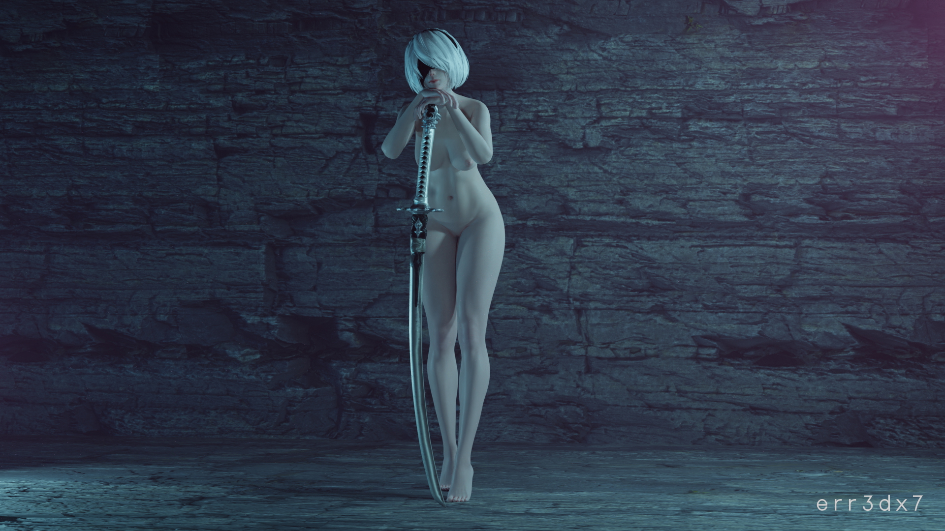 2B posing with her sword 2b Nier Automata 