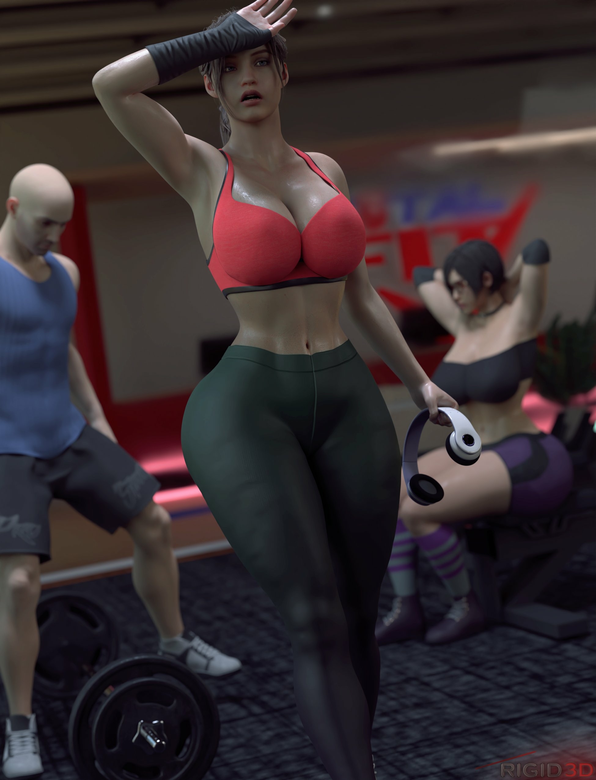 Just a normal workout session going on right here. Claire Redfield Ada Wong Resident Evil Bikini Lingerie Doggy Style Boobs Big boobs Naked Sexy Horny Face Horny Ass Big Ass 3d Porn