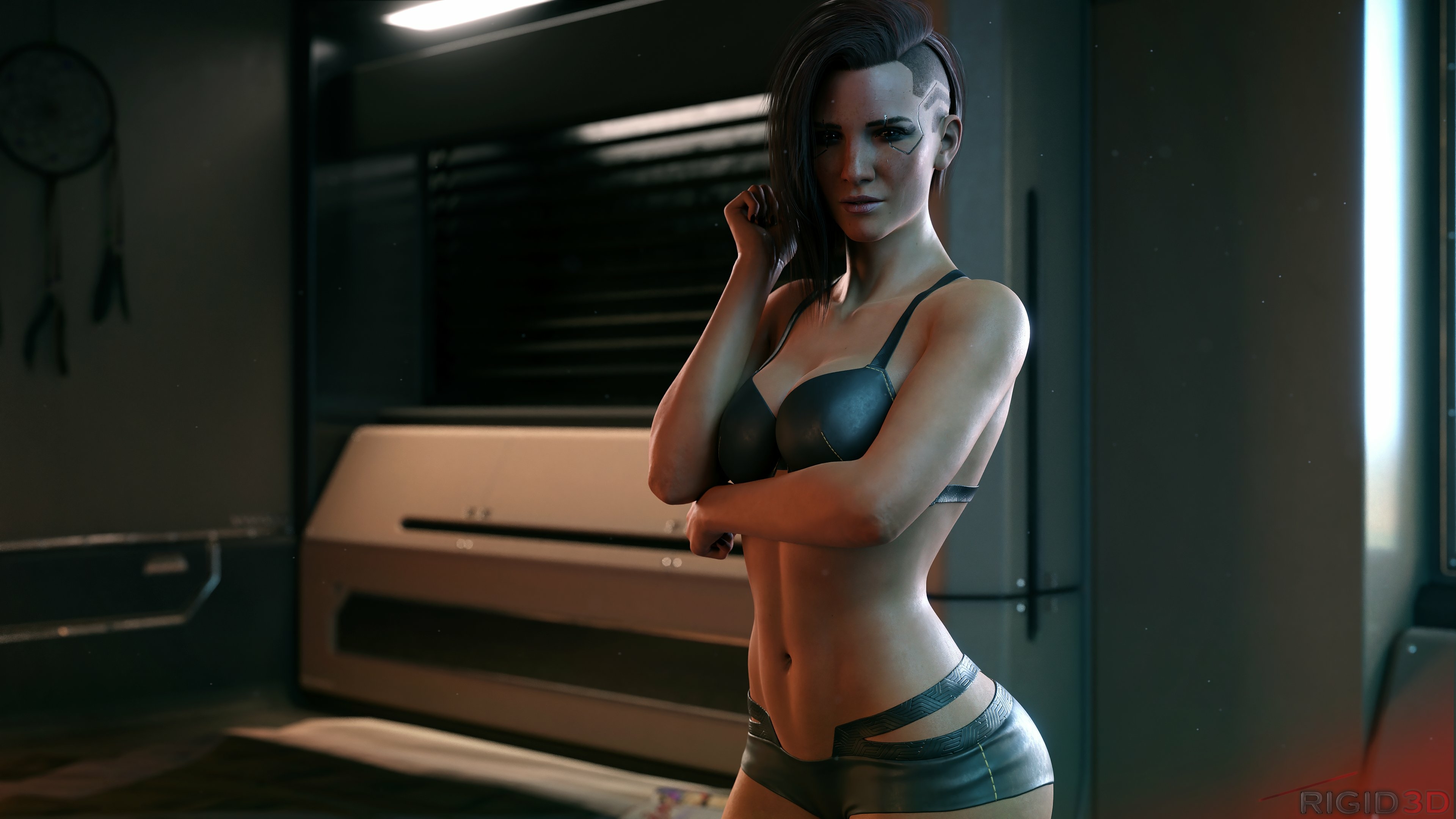 my next model journey is gonna be around Cyberpunk 2077. V Cyberpunk2077 Lingerie Bikini Naked Back View Ass Sexy Horny Face Boobs Natural Tits 3d Porn 2