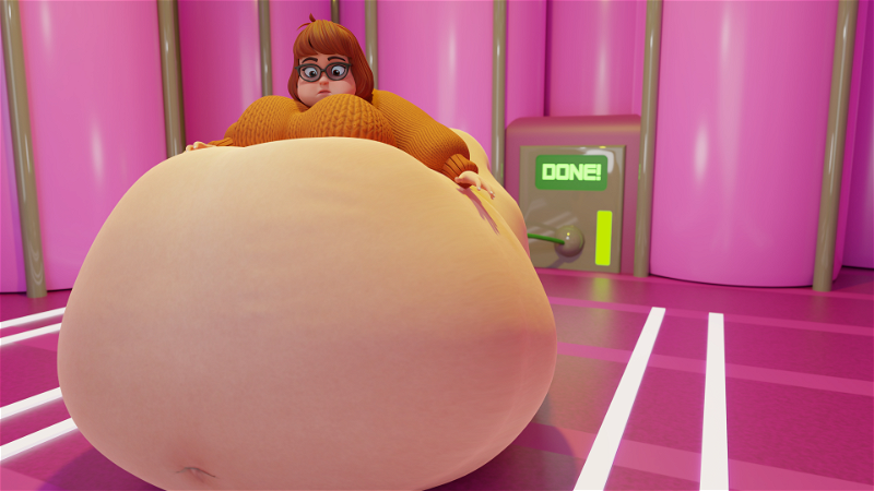 Velma and the Fat-O-Matic machine Velma Velma Dinkley Inflation Fetish Body Inflation Scooby Doo Halloween Animated Fat Bbw Belly Big Butt Butt plug 3