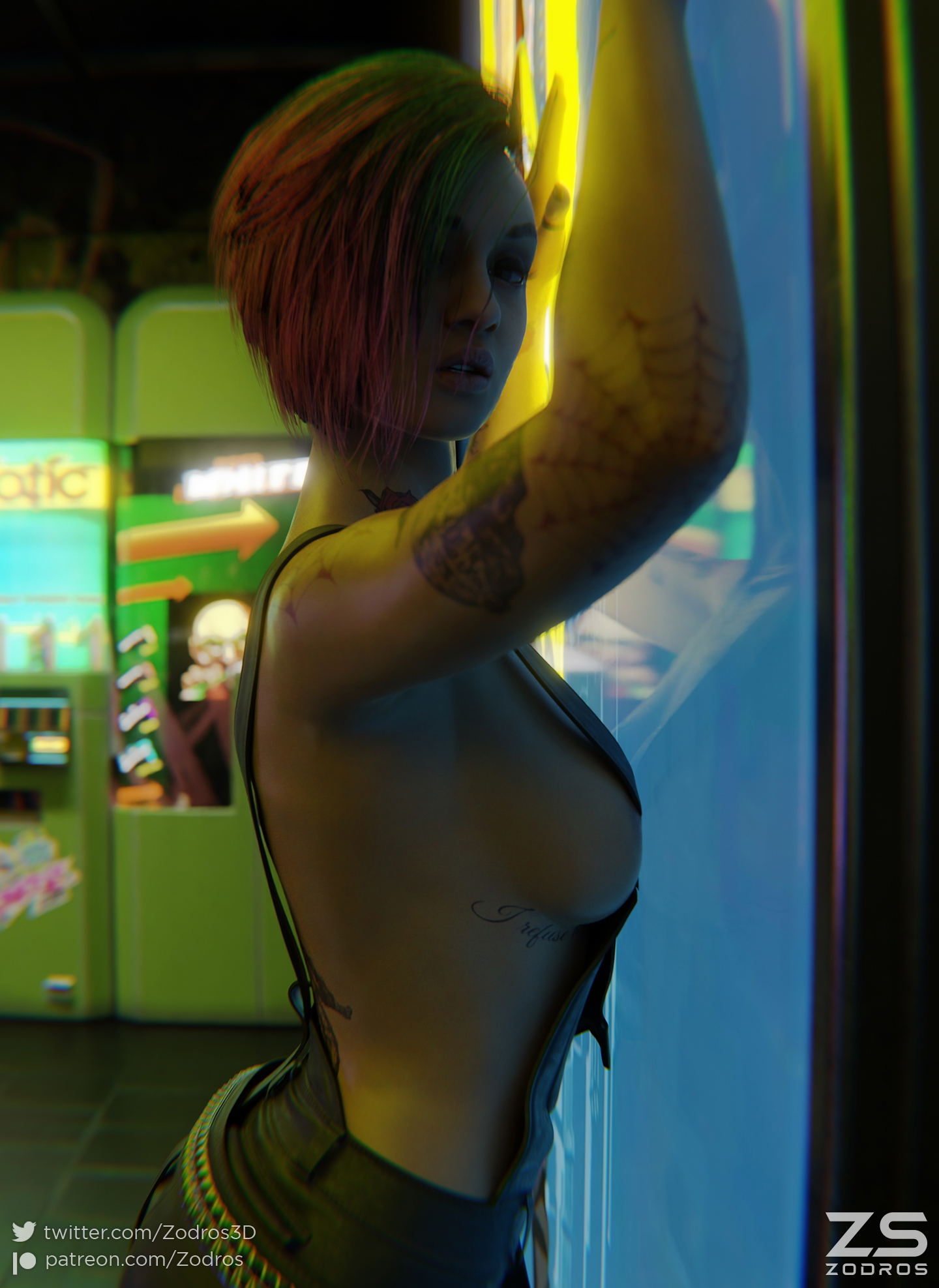JUDY AFTERLIFE BACKROOM Cyberpunk2077 Judy Alvarez Nude Tattoo Short Hair Pov Sexy Against The Wall Pussy