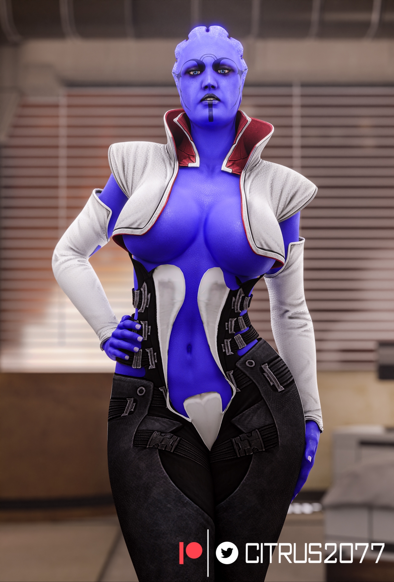 Aria Pinups set Aria T'loak Mass Effect Pale Skinned Female Big Ass Pose Naked Sexy Pinup Ass Thighs Clothed Breasts Tits Boobs Big Tits Sex Vaginal Vaginal Penetration Vaginal Sex 3