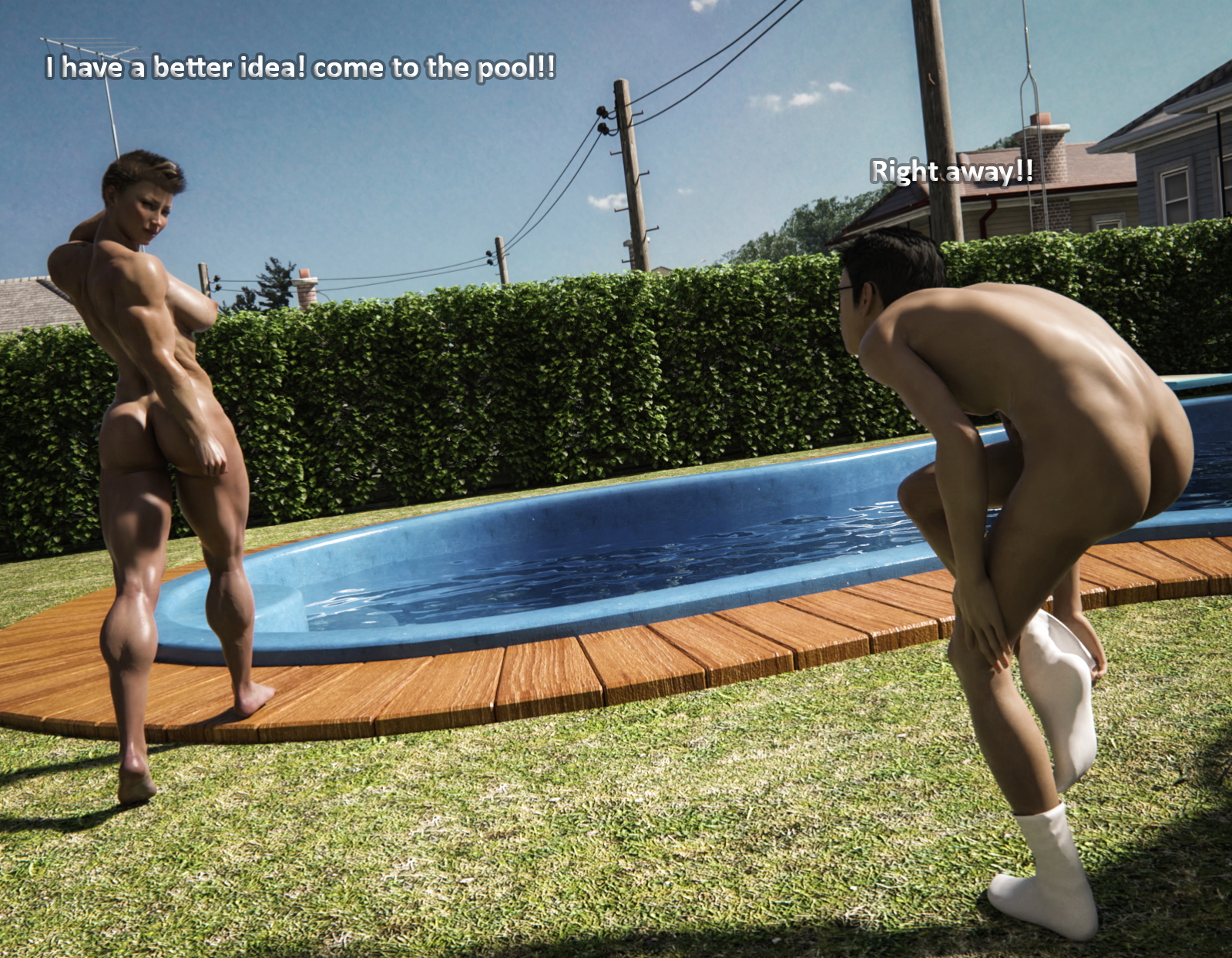 Irene Neighbor  Bikini Muscular Girl Muscles Nerd Pool 27
