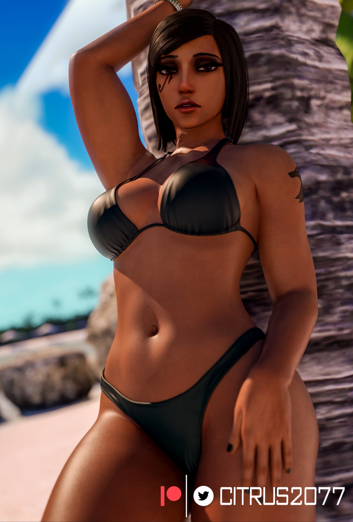 Tracer and Pharah Beach Time Tracer Pharah Overwatch Pale Skinned Female Big Ass Pose Naked Sexy Pinup Ass Thighs Clothed Breasts Tits Boobs Big Tits Sex Vaginal Vaginal Penetration Vaginal Sex 20