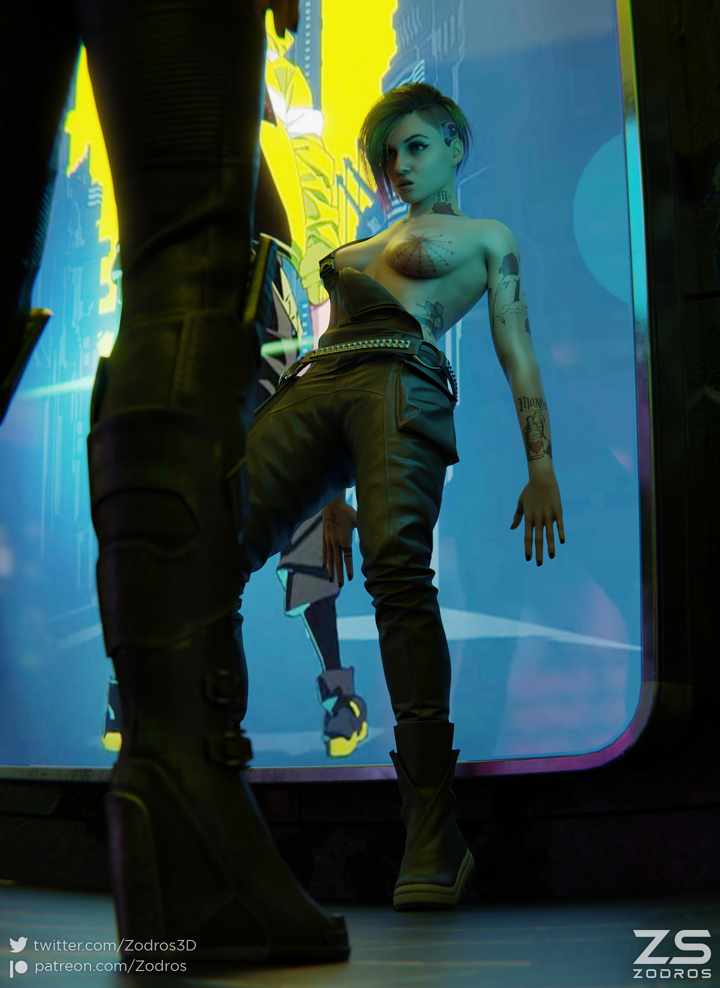JUDY AND V AFTERLIFE BACKROOM part_1 Cyberpunk2077 Judy Alvarez Nude Tattoo Short Hair Pov Sexy Against The Wall Pussy Fingering Fingering Pussy 3