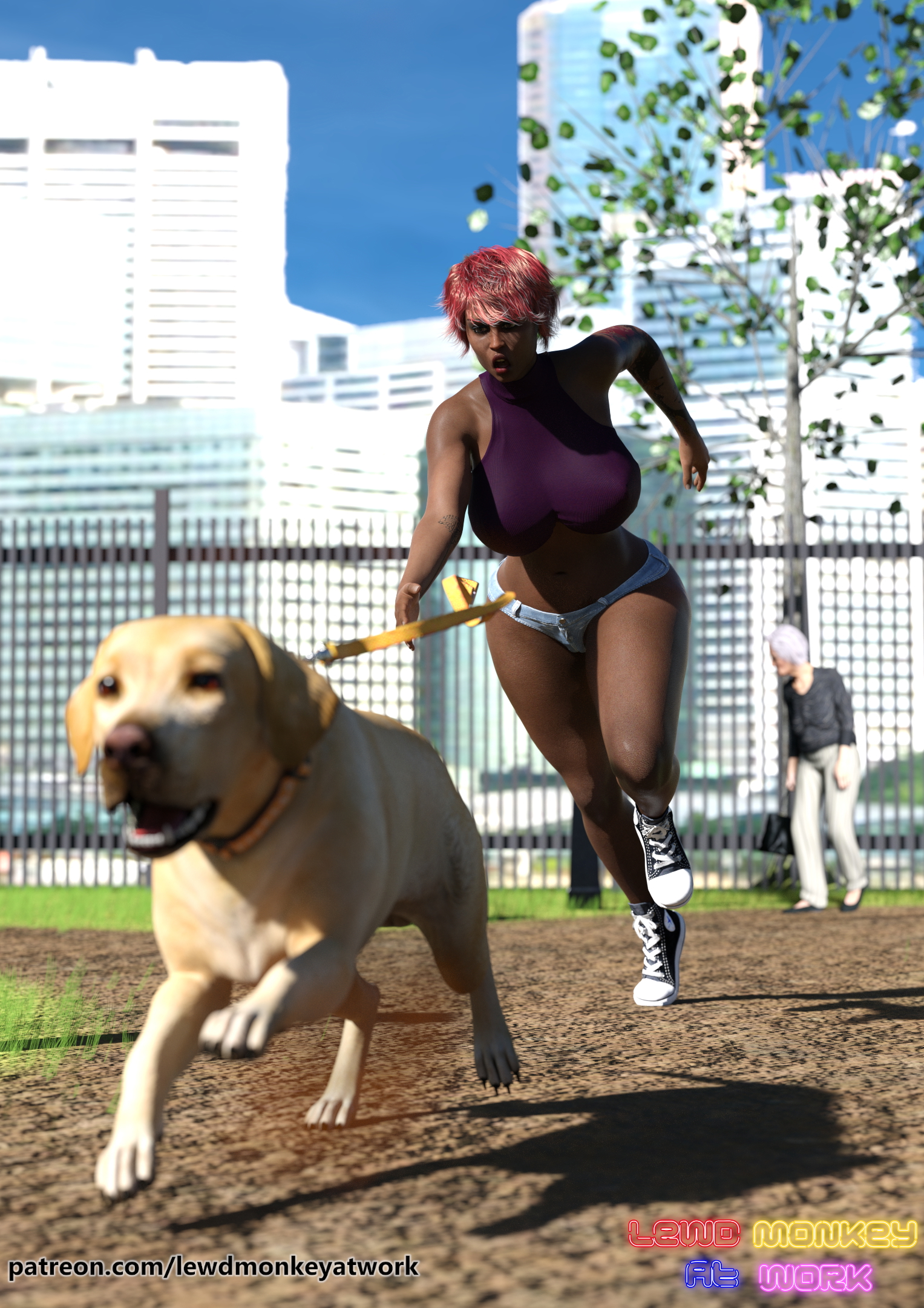 Tomika walks the dog  Pinup Sexy Nude Big Tits Big Ass Pussy Render