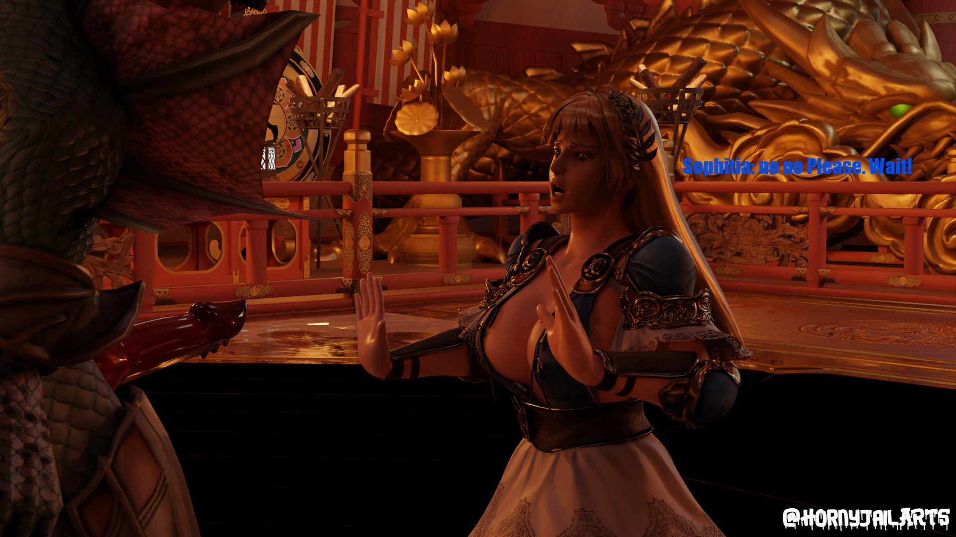 Sophitia Is in trouble😉 Sophitia (soul Calibur) Lizardman Aeon Soul Calibur Blowjob Cum 3d Girl 3dnsfw Big boobs Big Cock 2