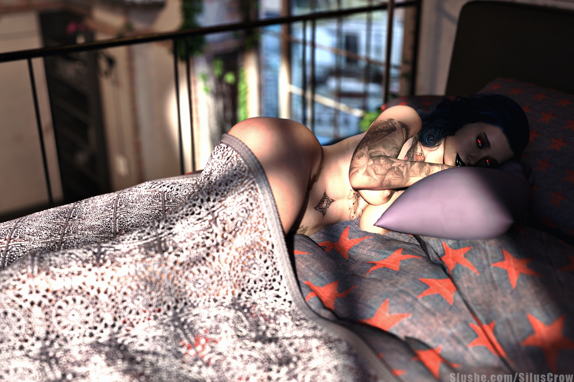 Mary - Morning Original Goth Solo 1girl Pinup Bed 3d Girl 3d Porn