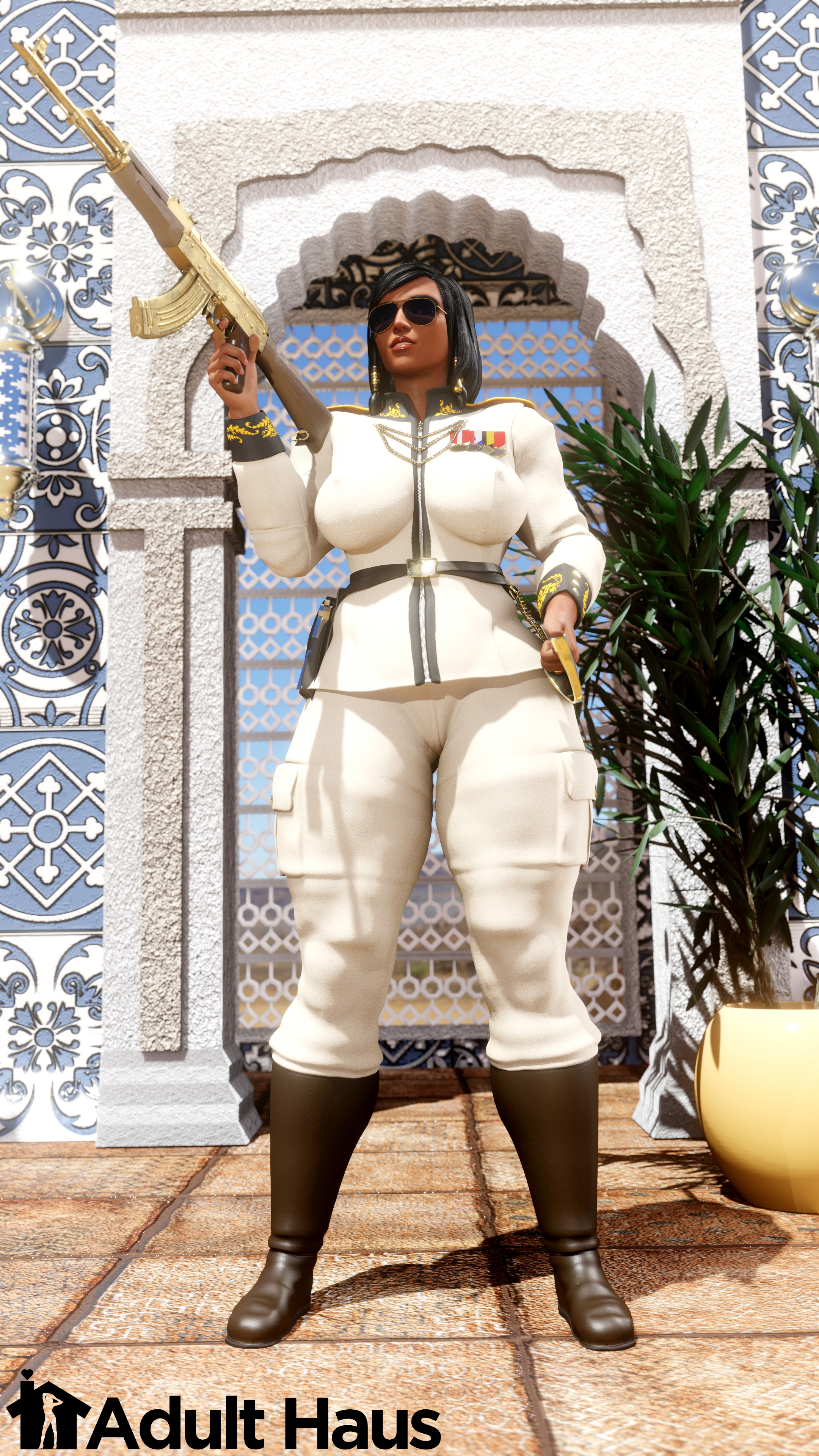 Grand Admiral General Aladee  er I mean Pharah  with her customary golden AK