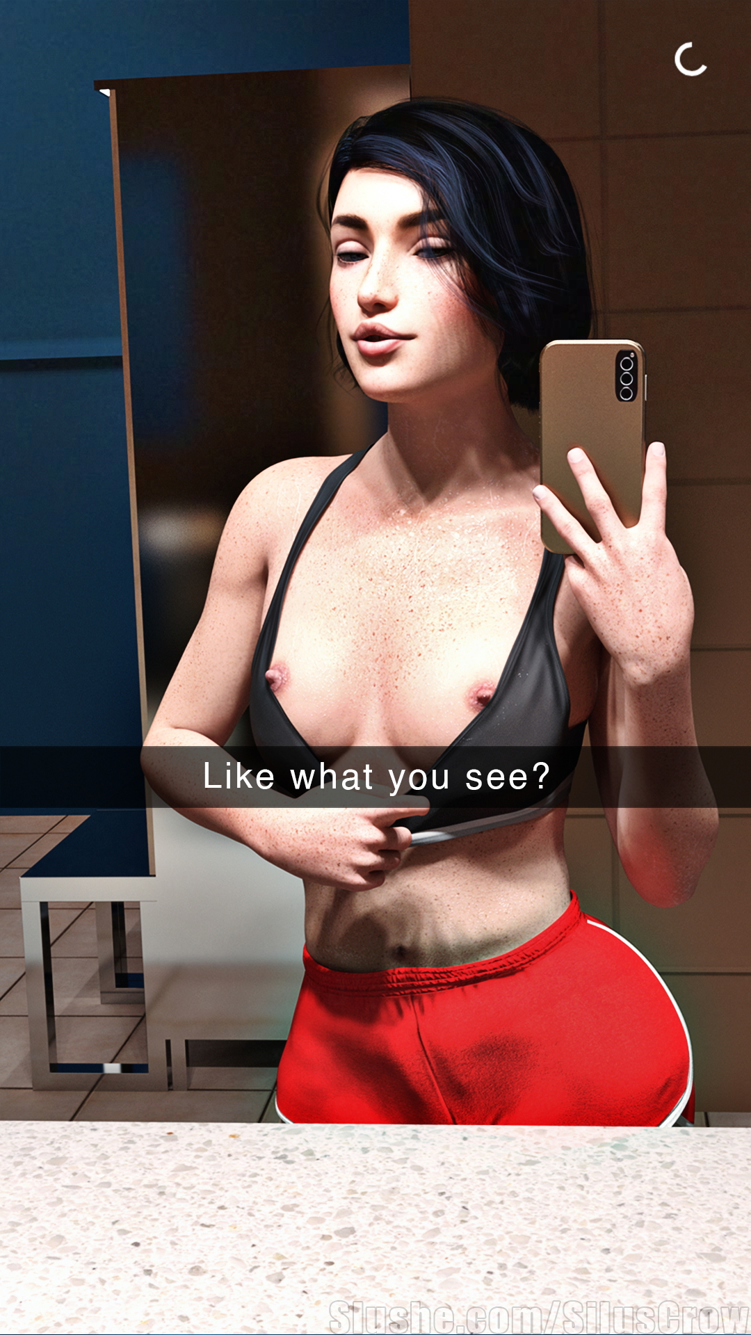 Cass - Gym Selfies Original Selfie 3d Girl Solo 1girl Fitness Striptease Gym Blue Eyes Brunette Freckles 2