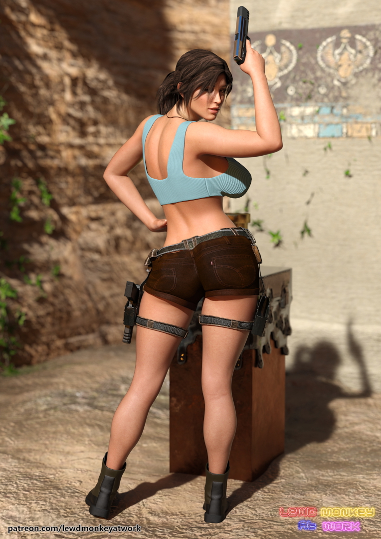 Lara Croft Pinups Lara Croft Tomb Raider Pinup Sexy Nude Big Tits Big Ass Pussy Render Bush 4